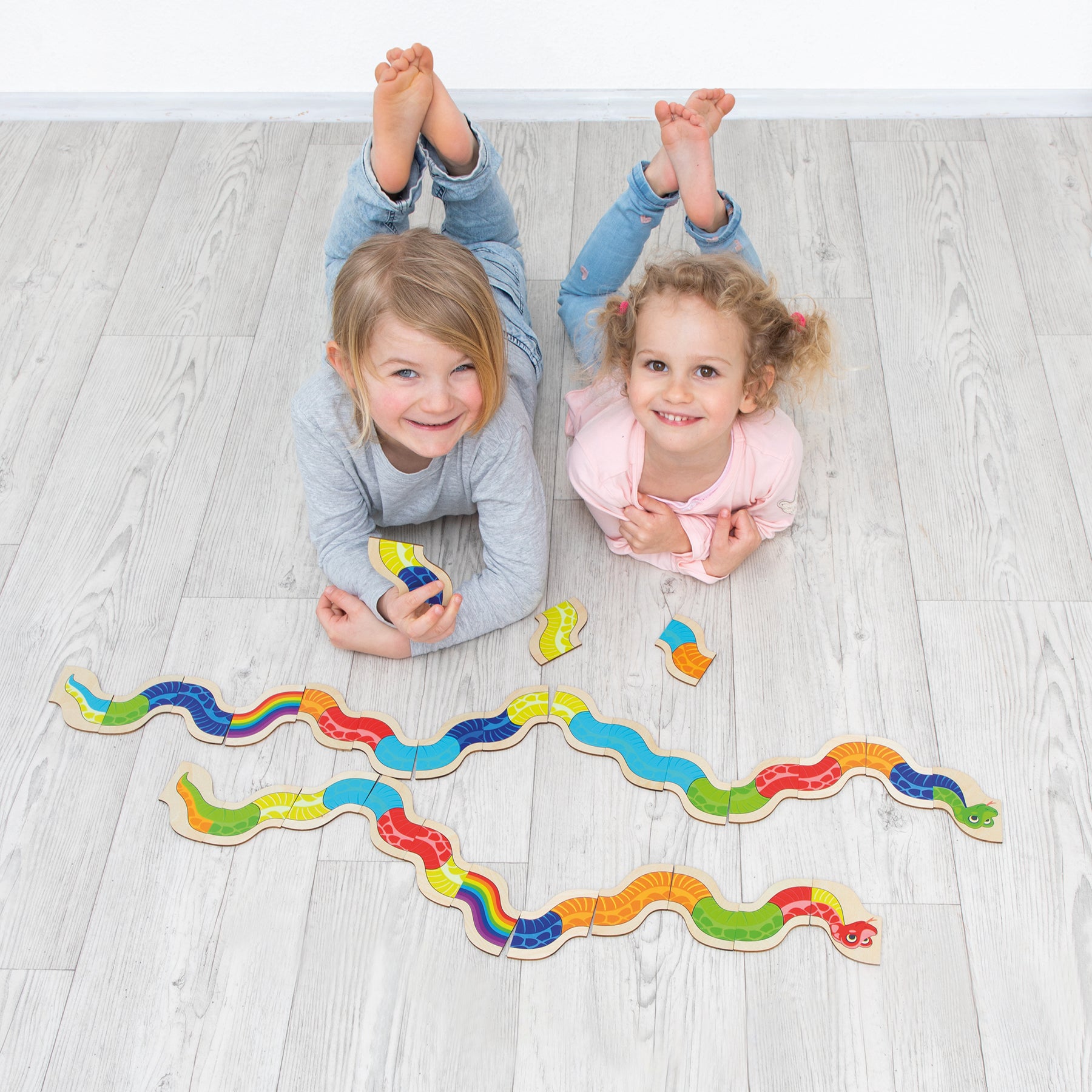 Beleduc Mamba Zamba Colorful Snake Domino Game - Educational Wooden Dominoes for Kids | Fun Family Board Game for Preschool Learning & Party Entertainment