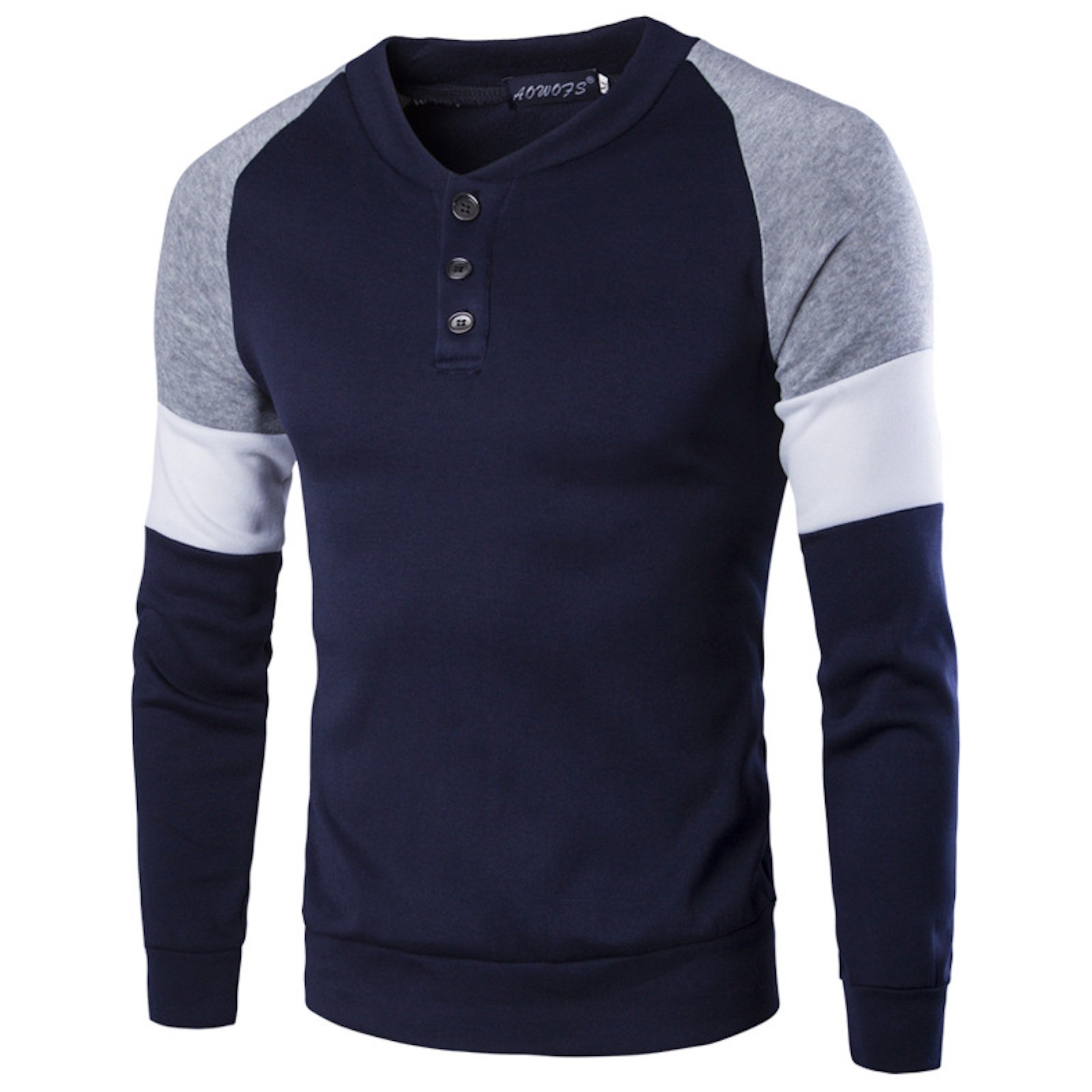 Elonglin Men's Button-Down Round Neck Casual Sweater - Stitched Sport Pullover for Gym, Running & Outdoor Activities