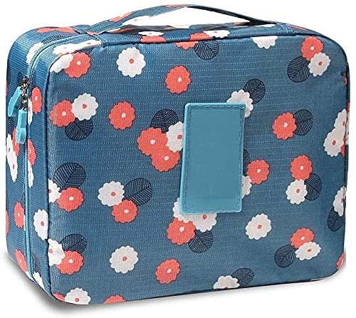 Foldable Travel Toiletry Bag - Waterproof Cosmetic Makeup Organizer Pouch with Carry Handle for Women & Men (Multiple Colors) - Perfect for Airplane, Gym, Camping & Business Trips