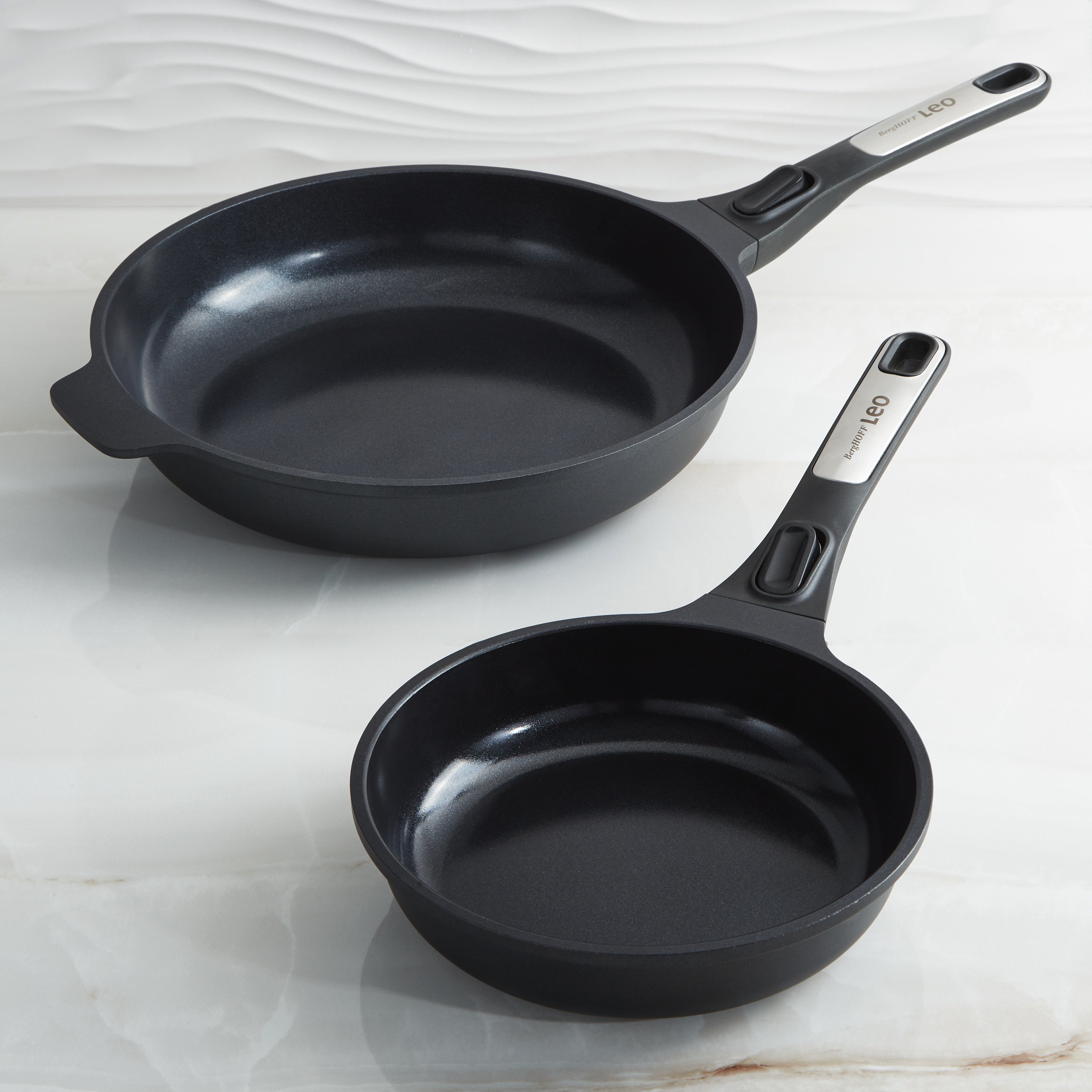 BergHOFF Leo Phantom 2-Piece Nonstick Ceramic Frying Pan Set with Recycled Aluminum - Perfect for Sauteing, Frying & Healthy Cooking