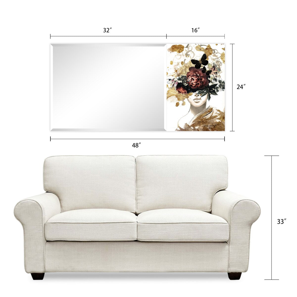 Be Yourself II Rectangular Beveled Mirror - Free Floating Printed Tempered Art Glass - 24