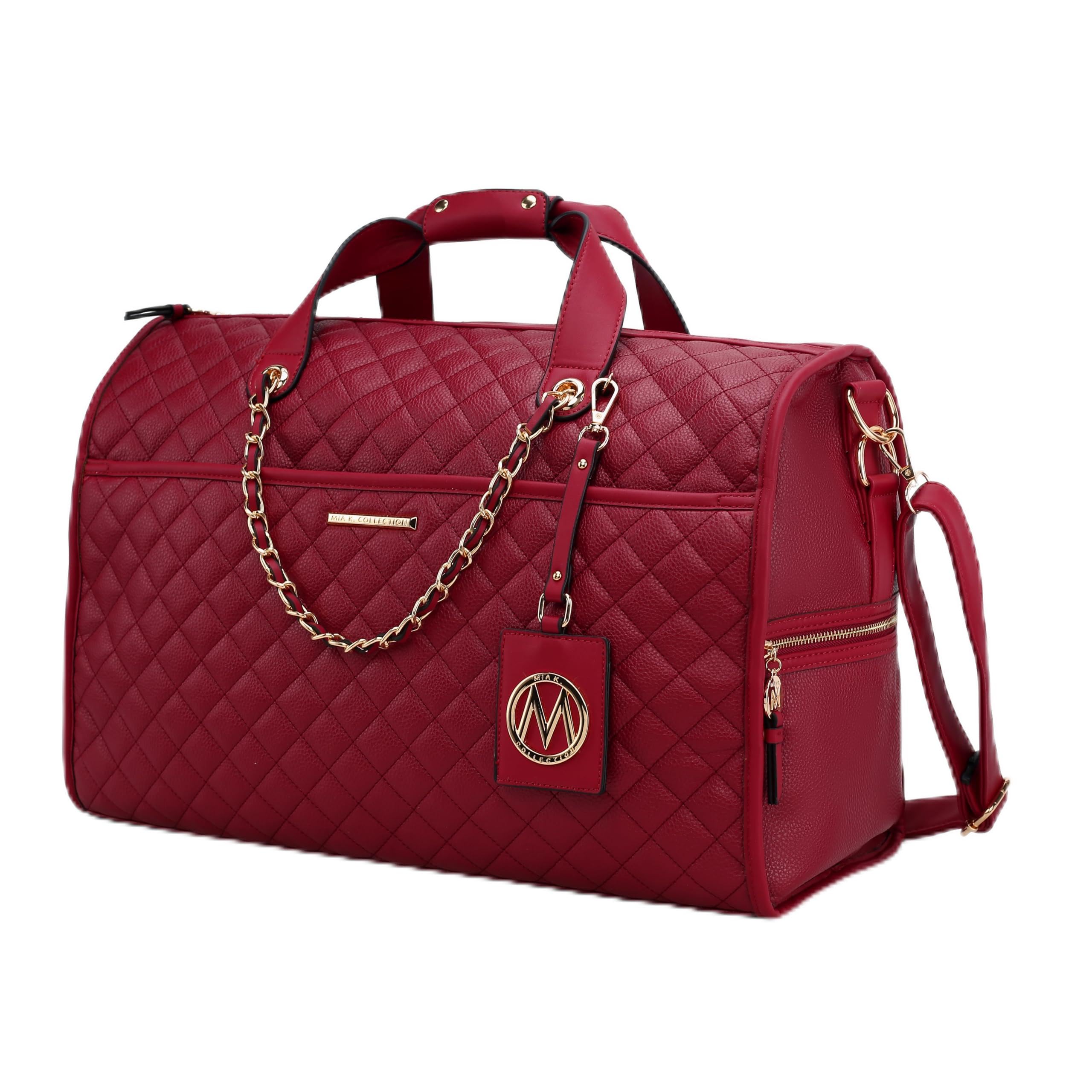 MKF Collection Women's Vegan Leather Duffle Bag - Large Cute Weekender Carry On Luggage, Travel Tote Purse By Mia K | Perfect for Weekend Getaways, Gym, Work & Airplane Travel