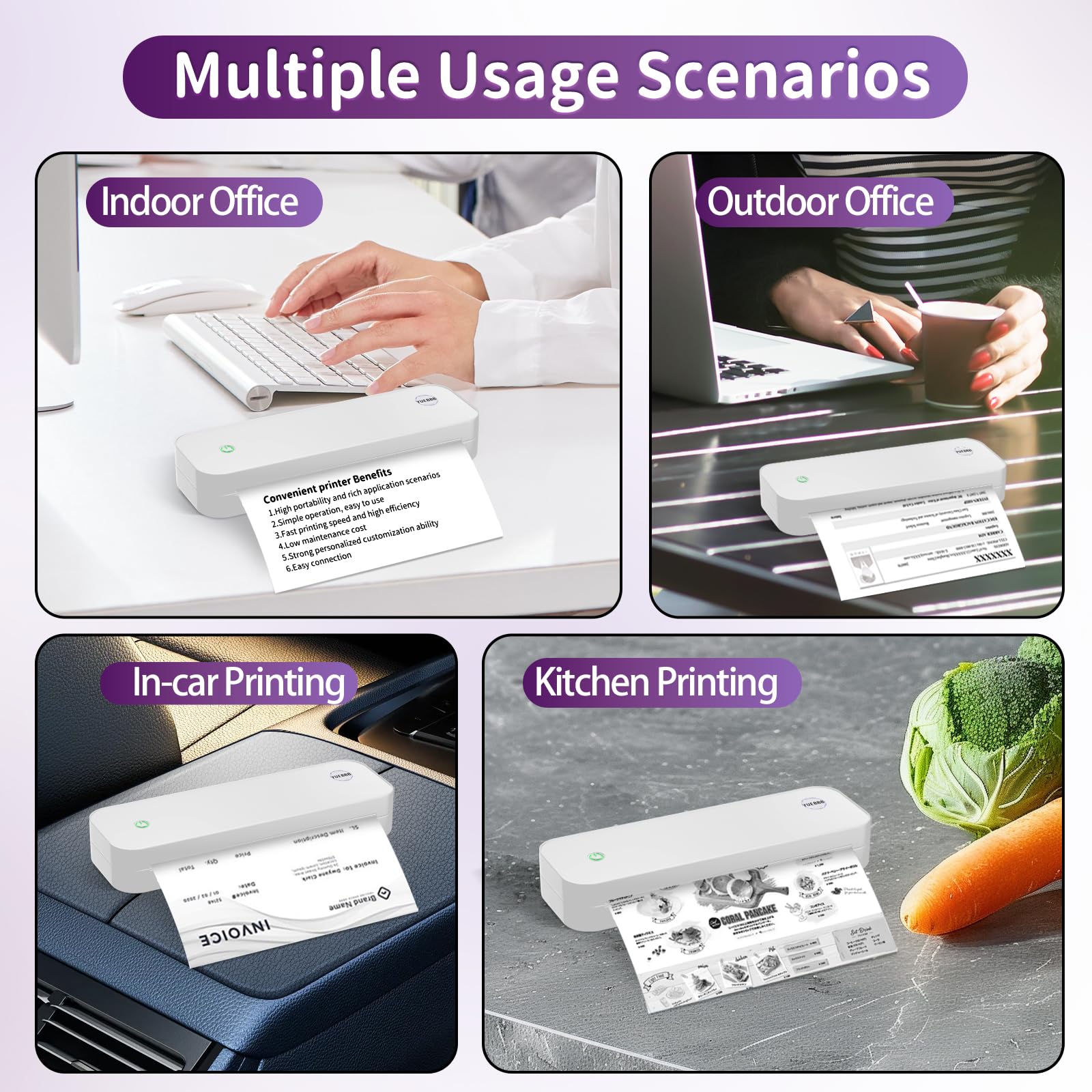 Wireless Portable Printer - Inkless Thermal Printer for A4, A5 & 8.5x11 Paper - Compatible with iOS, Android & Windows - Perfect for Office, Travel, Home & School Use - Print Documents, Photos & Receipts On-The-Go