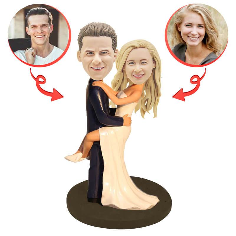 Personalized Wedding Couple Bobbleheads - Custom Bride & Groom Figurines for Wedding Cake Toppers, Anniversary Gifts & Home Decor