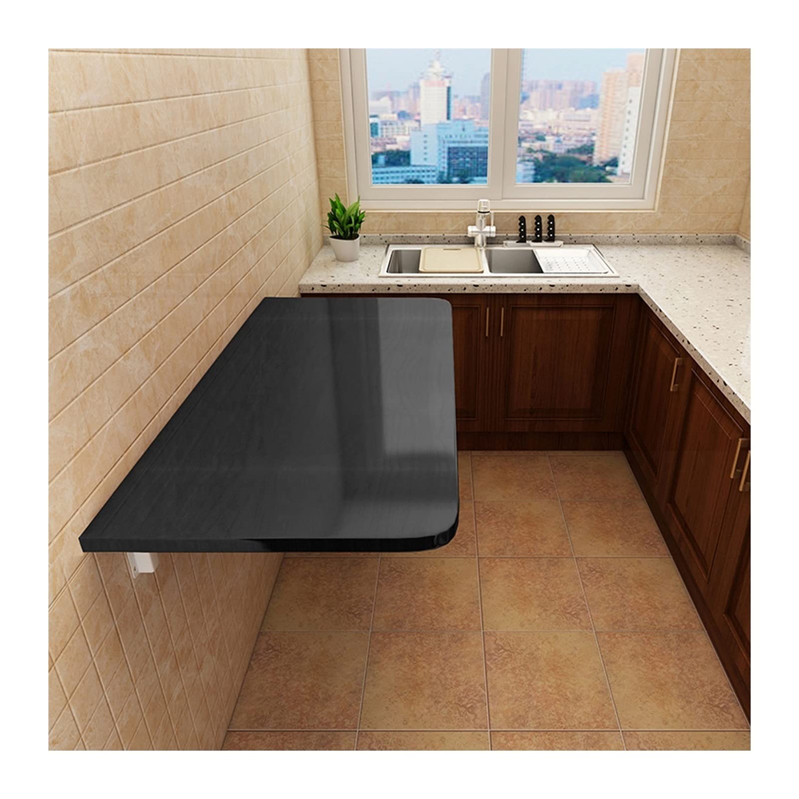 Wall Mounted Fold Down Table - Space Saving Floating Desk for Laundry Room, Home Bar, Kitchen & Dining Room - Multi-Purpose Storage Shelf (Black, 70x30cm) - Perfect for Small Spaces, Apartments & Tiny Homes