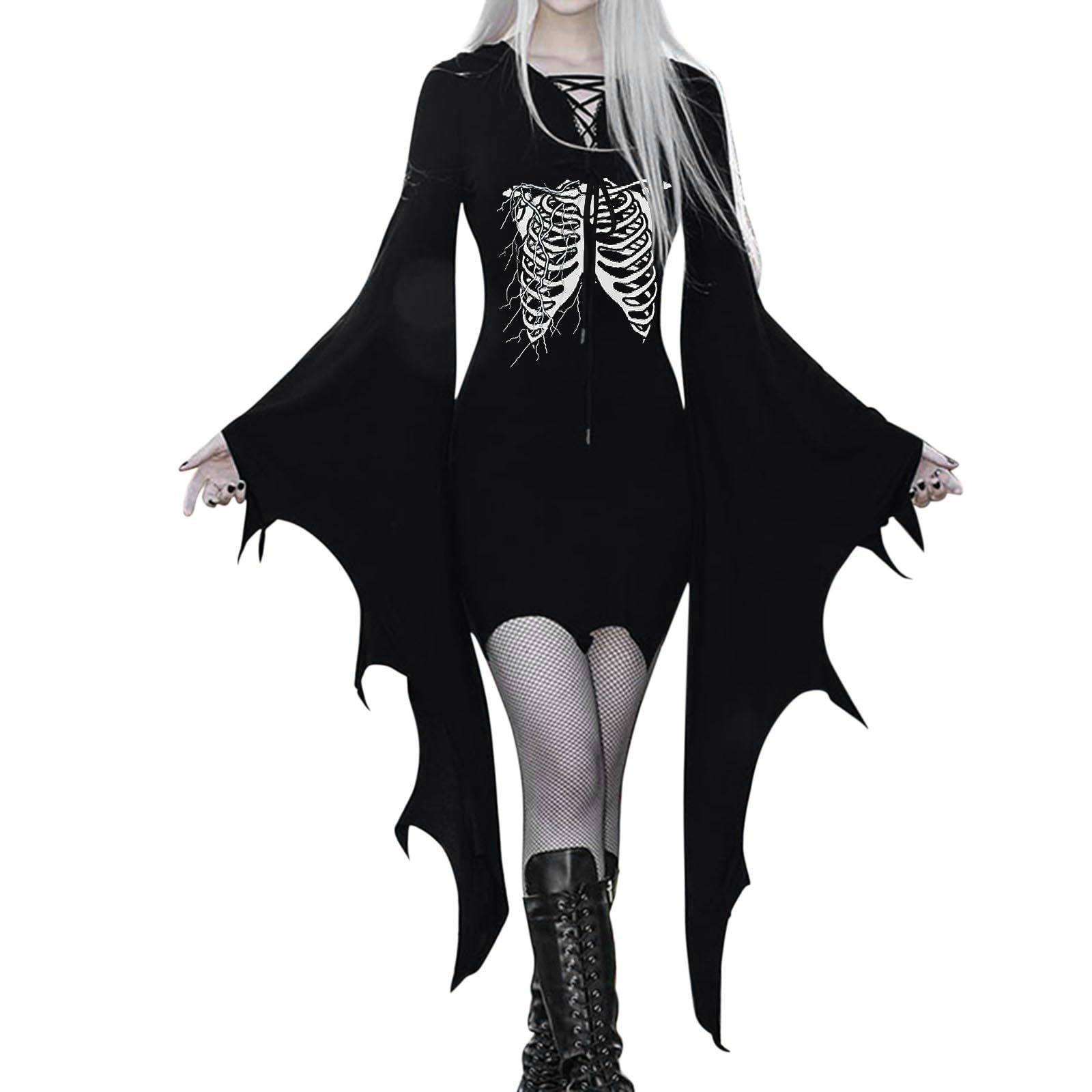 Qixiu Women's Halloween Party Dress - Sexy Slit Bodycon Black Cocktail Dress for Night Out, Clubwear & Casual Wear