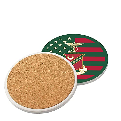 Kappa Sigma Fraternity Ceramic Drink Coasters with Cork Base & Metal Holder - Set of 8 for Coffee Table, Bar, or Office - Absorbent & Durable for Hot/Cold Beverages