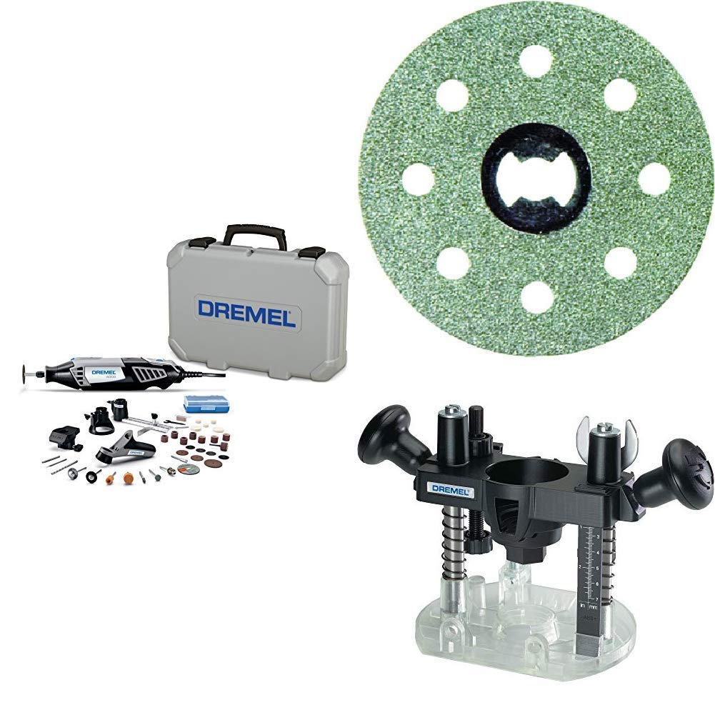 Dremel Variable Speed Rotary Tool Kit - Engraver, Polisher, Sander & Plunge Router Attachment with Locking Diamond Wheel for DIY, Woodworking & Metal Crafting Projects