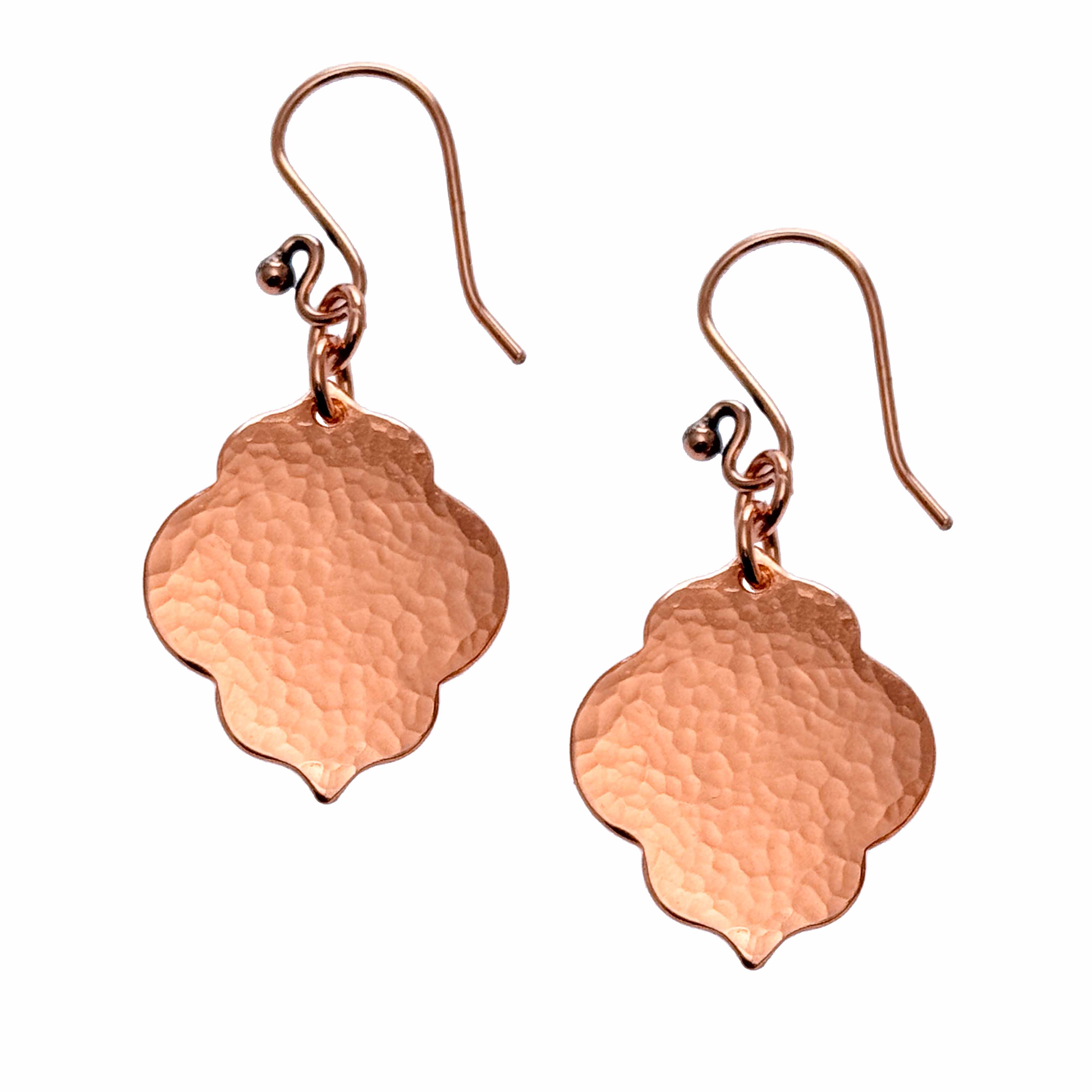 Handmade Hammered Copper Quatrefoil Dangle Earrings for Women - Boho Chic Jewelry Gift for Party, Wedding & Everyday Wear