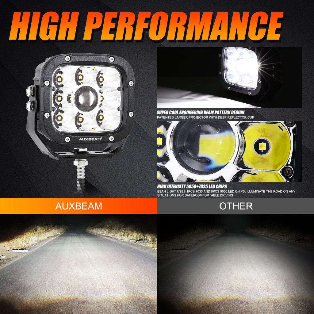 5 Inch 110W LED Driving Lights with Amber Covers & 22 Inch 5D PRO Series LED Light Bar Combo - High Performance Off-Road Lighting for CBR1000RR, ATV, UTV, Trucks and Buggies - Perfect for Night Riding, Trail Adventures and Off-Road Racing