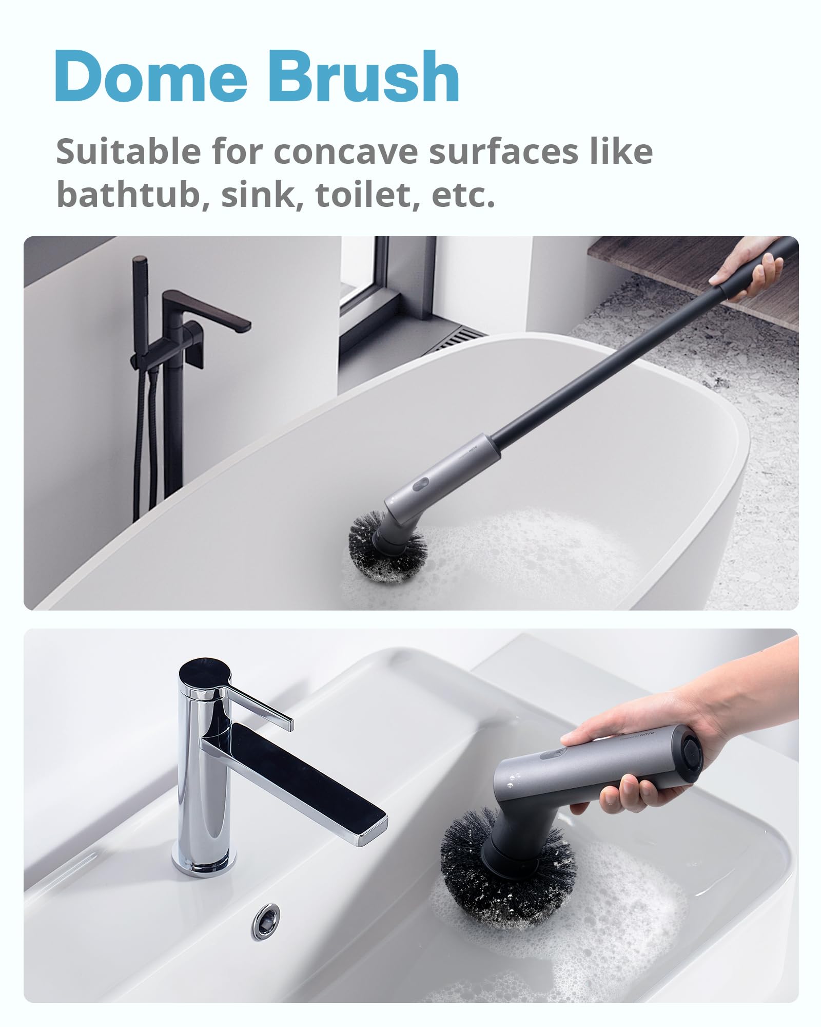 HOTO Replacement Brush Heads for Electric Spin Scrubber - 1 Pack Cordless Power Cleaning Dome Brush Accessories, Compatible with HOTO Electric Scrubber Only - Perfect for Bathroom, Shower, Kitchen & Floor Cleaning