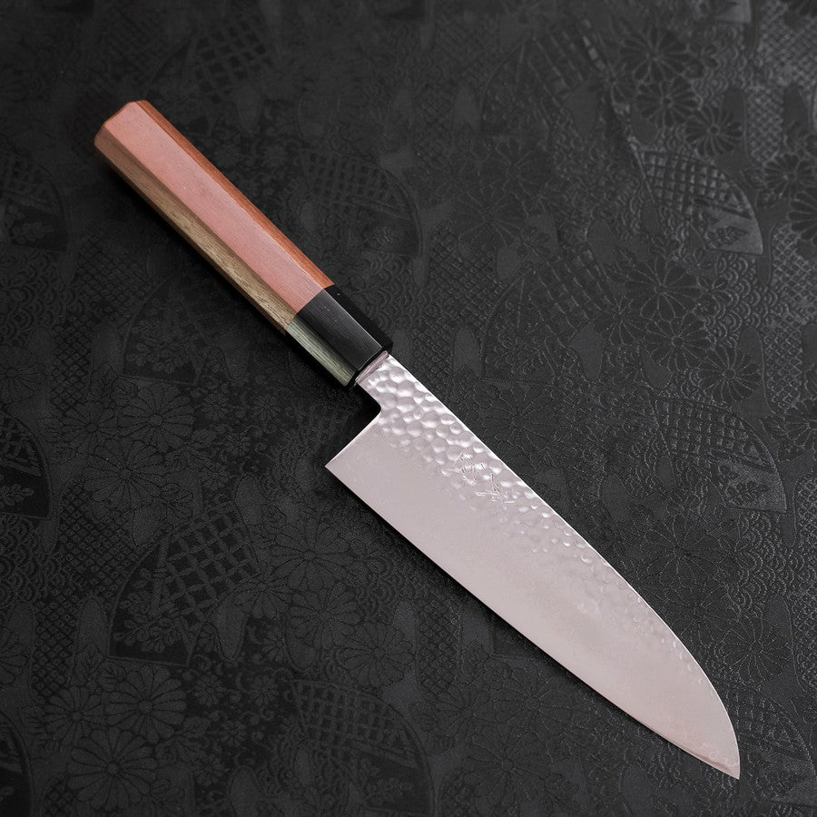 Premium Santoku Knife 165mm - VG-10 Japanese Steel, Tsuchime Damascus Blade, Walnut Handle - Ideal for Slicing, Dicing & Precision Cooking in Professional & Home Kitchens