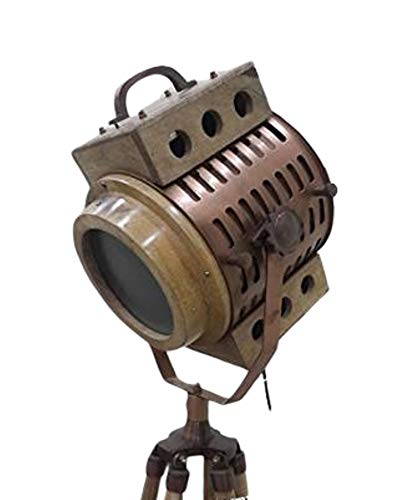 Vintage Industrial Nautical Searchlight Tripod Floor Lamp - Rustic Home Decor for Living Room, Bedroom, or Office - Unique Gift Idea for Home Lovers