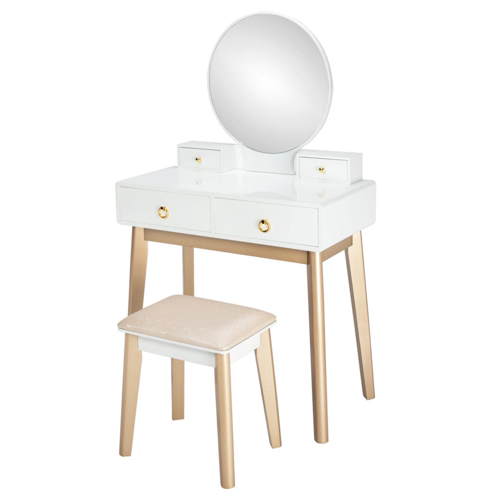 Luxury Real Wood Dressing Table - Simple Modern Makeup Vanity with Mirror for Bedroom, Home Decor (No Lamp Included) | Perfect for Makeup Organization, Skincare Routine & Vanity Setup