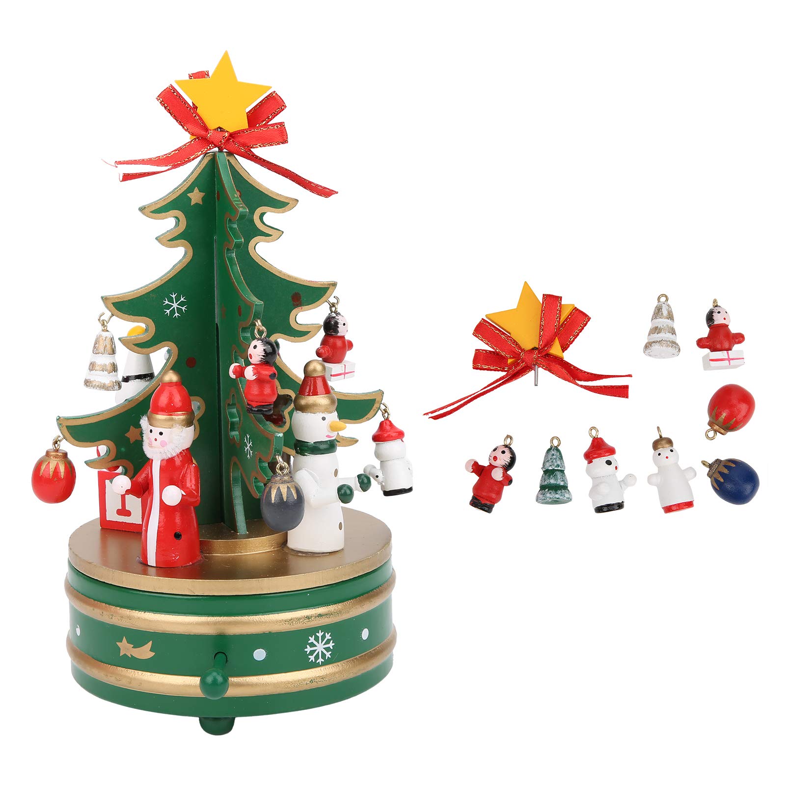 Exquisite Christmas Musical Box - Handcrafted Wooden Music Box for Kids, Durable & Eco-Friendly Holiday Gift (Green) | Perfect for Christmas Decor, Party Favors & Festive Home Decor