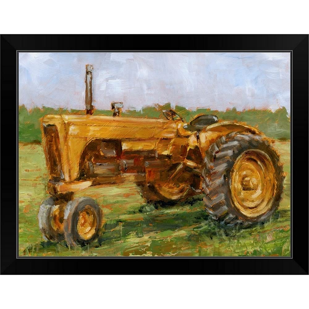 Rustic Tractors IV Black Framed Canvas Art Print - Farmhouse Decor, Agriculture Wall Art for Living Room, Bedroom & Office
