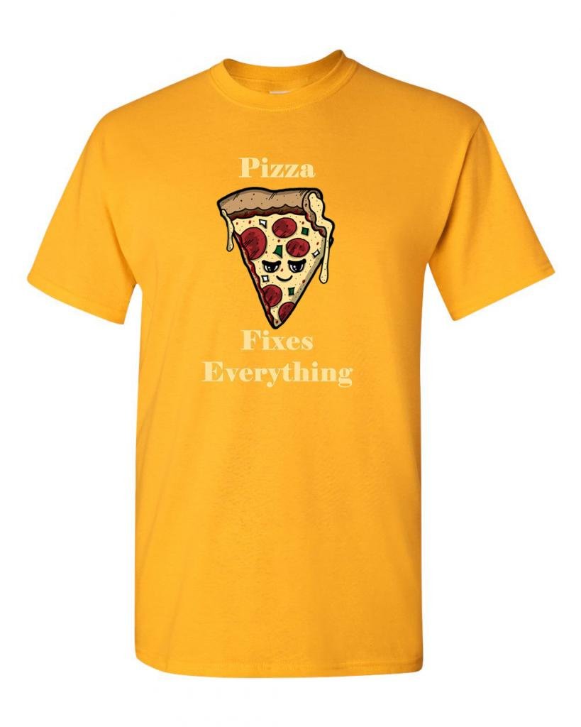 Pizza Fixes Everything Funny Adult T-Shirt - Trendy Graphic Tee for Pizza Lovers, Casual Wear & Gifts