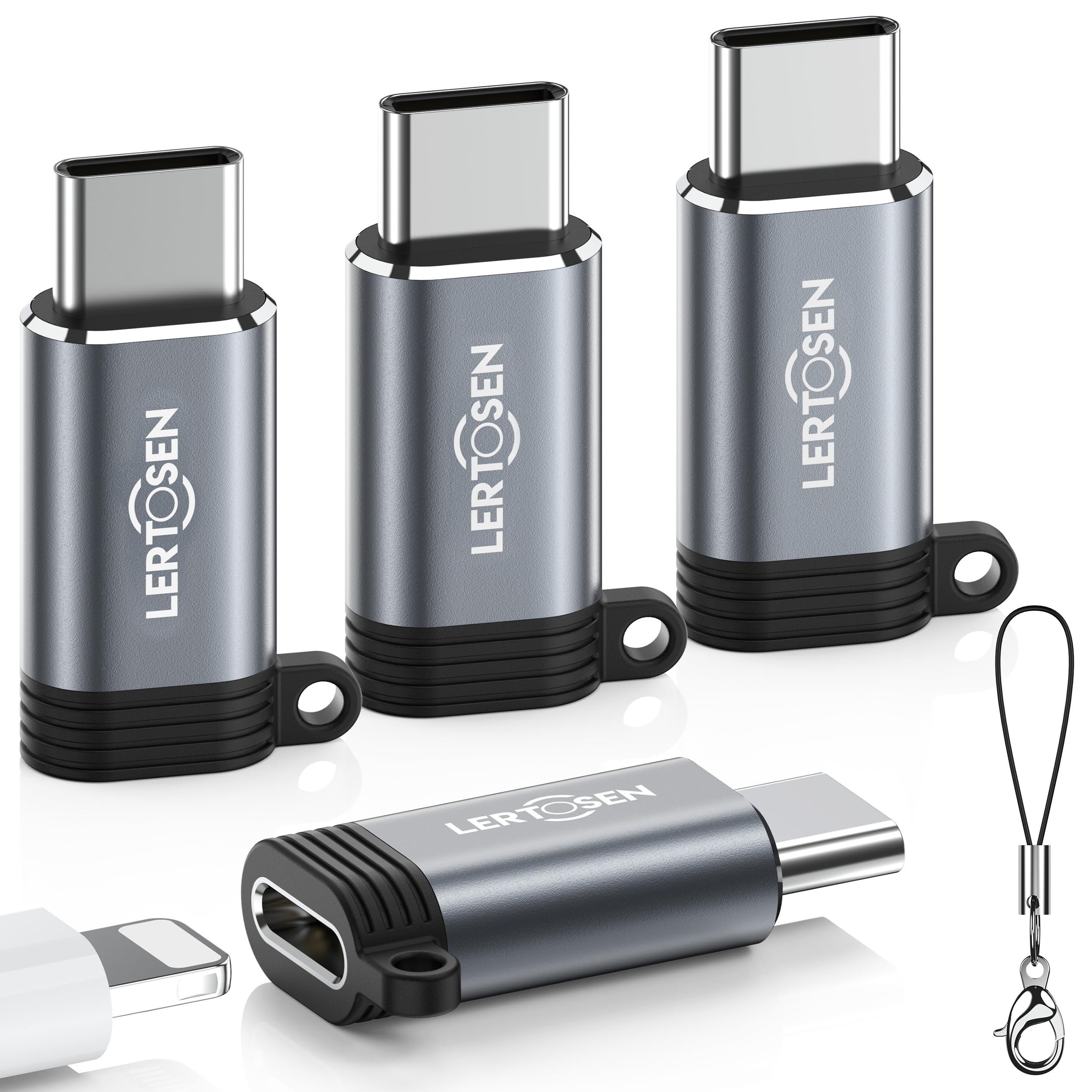 4 Pack Lightning to USB C Adapter - Fast Charging & Data Sync for iPhone 15/16 Pro Max/Plus, Samsung S24, iPad Air - Type C Charger Connector Cable (Not for Audio/Headphone/OTG) - Perfect for Home, Office & Travel Charging Solutions