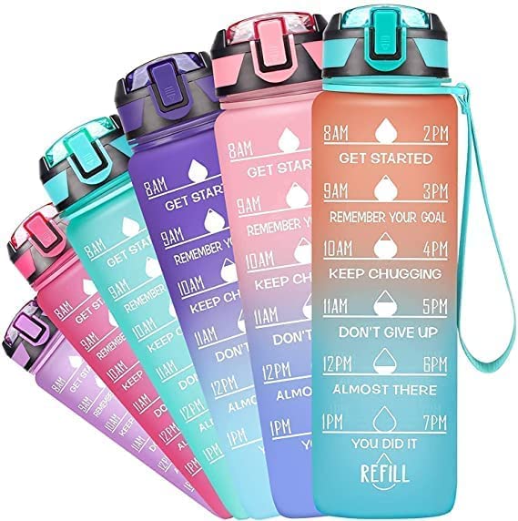 SAYKHUS Unbreakable 1 Liter Silicone Water Bottle with Time Marker - Motivational Hydration for Gym, Hiking & Daily Use - BPA Free & Leak Proof