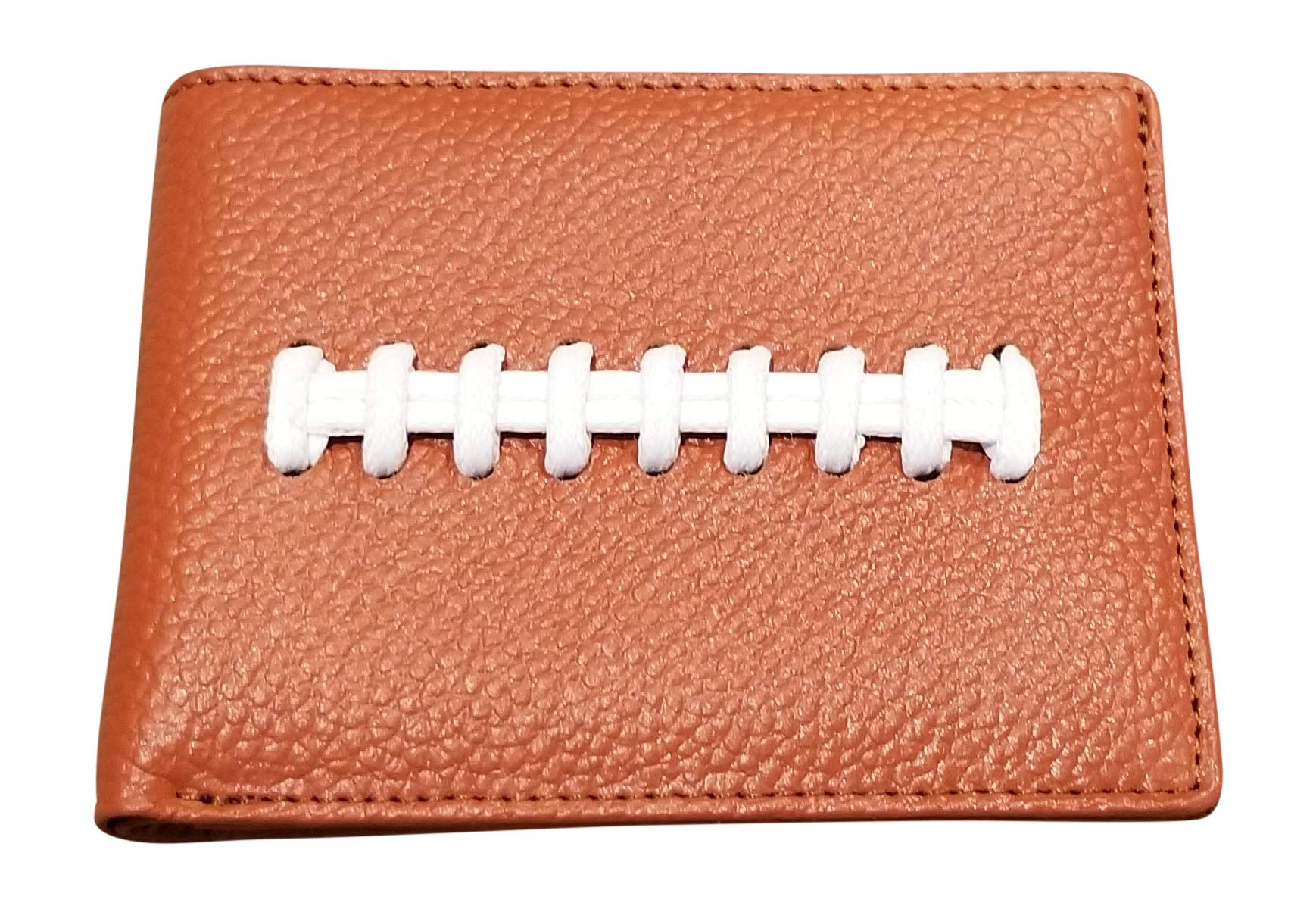 Premium Genuine Leather Bi-Fold Football Wallet for Men - RFID Blocking Slim Wallet with Card Slots & ID Window - Perfect Gift for Sports Fans & Everyday Carry