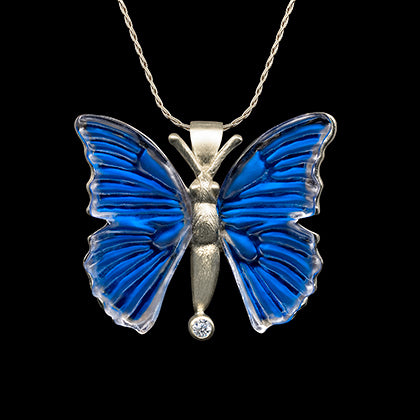 14K White Gold Diamond Butterfly Pendant Necklace for Women - Elegant Jewelry Gift for Birthday, Anniversary & Valentine's Day