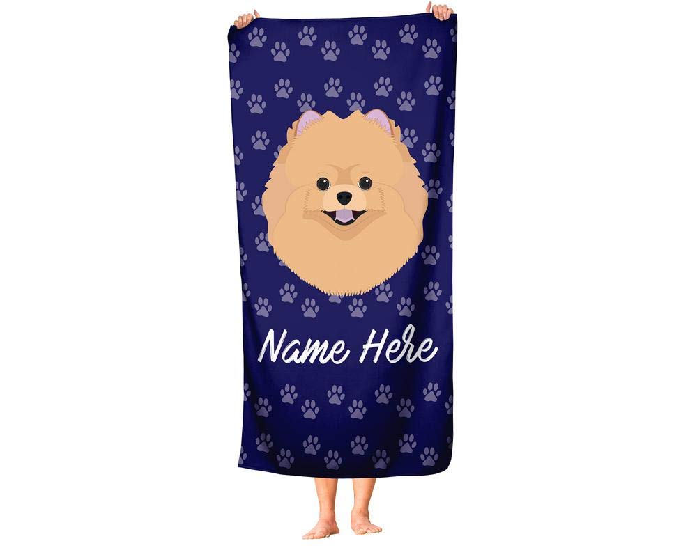 Custom Personalized Pet Pomeranian Towel for Kids & Adults - Soft Travel Beach Pool Bath Towel for Toddler Baby Boys Girls - Perfect for Swimming, Spa, Gym, and Home Use