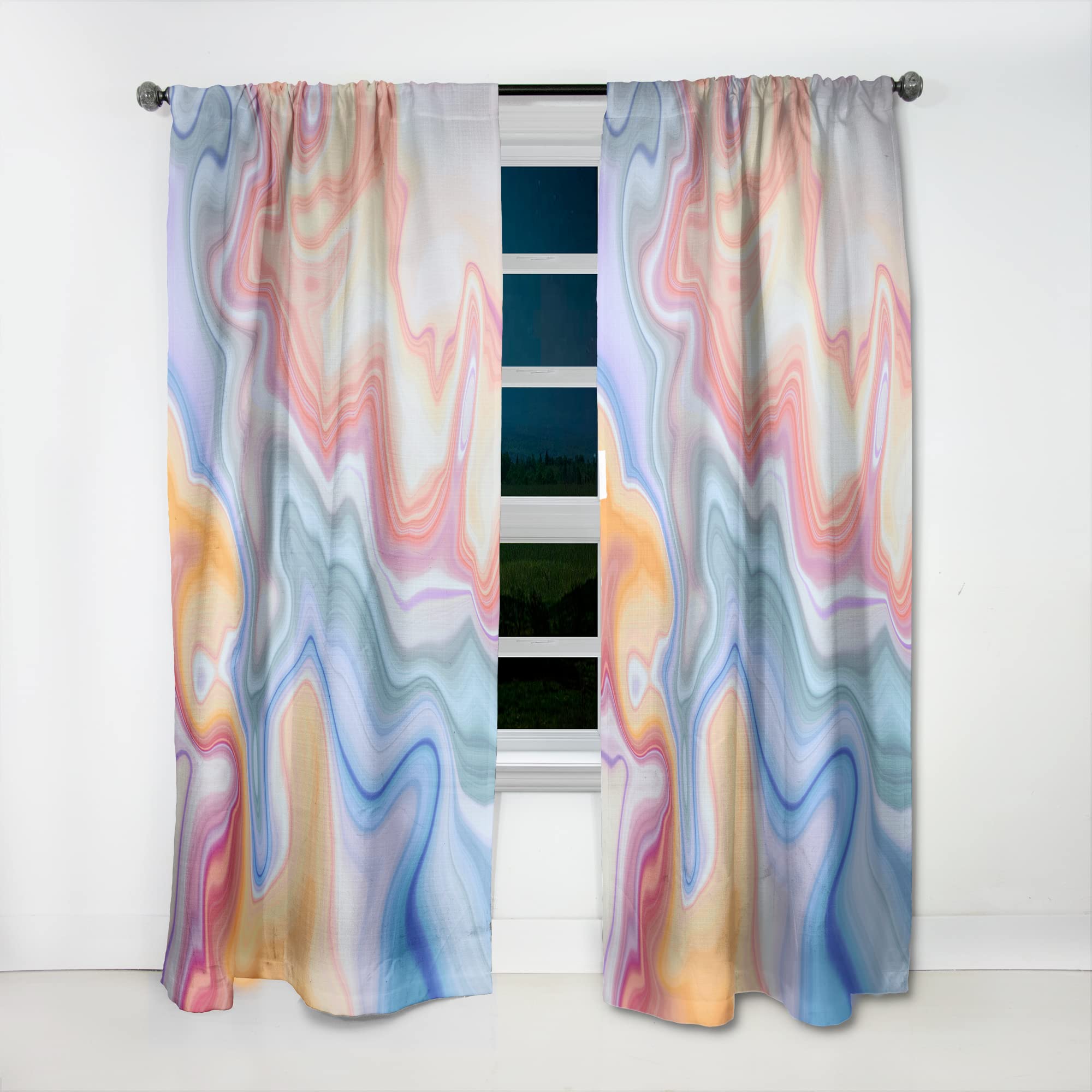 Thermal Insulated Marble Pattern Curtains - Blue, Green & Red Drapes - 52x120 Inch Single Panel for Bedroom & Living Room - Blackout Window Treatment for Home Decor & Privacy