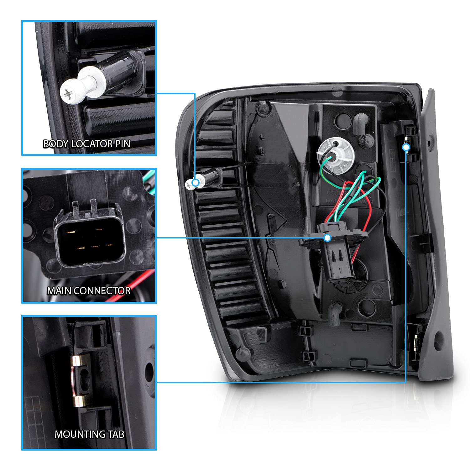 1999-2004 Jeep Grand Cherokee C-Type LED Tube Tail Lights - Dark Black Replacement Set (Driver & Passenger Side) | Enhanced Visibility & Stylish Upgrade for Off-Road Adventures & Night Driving