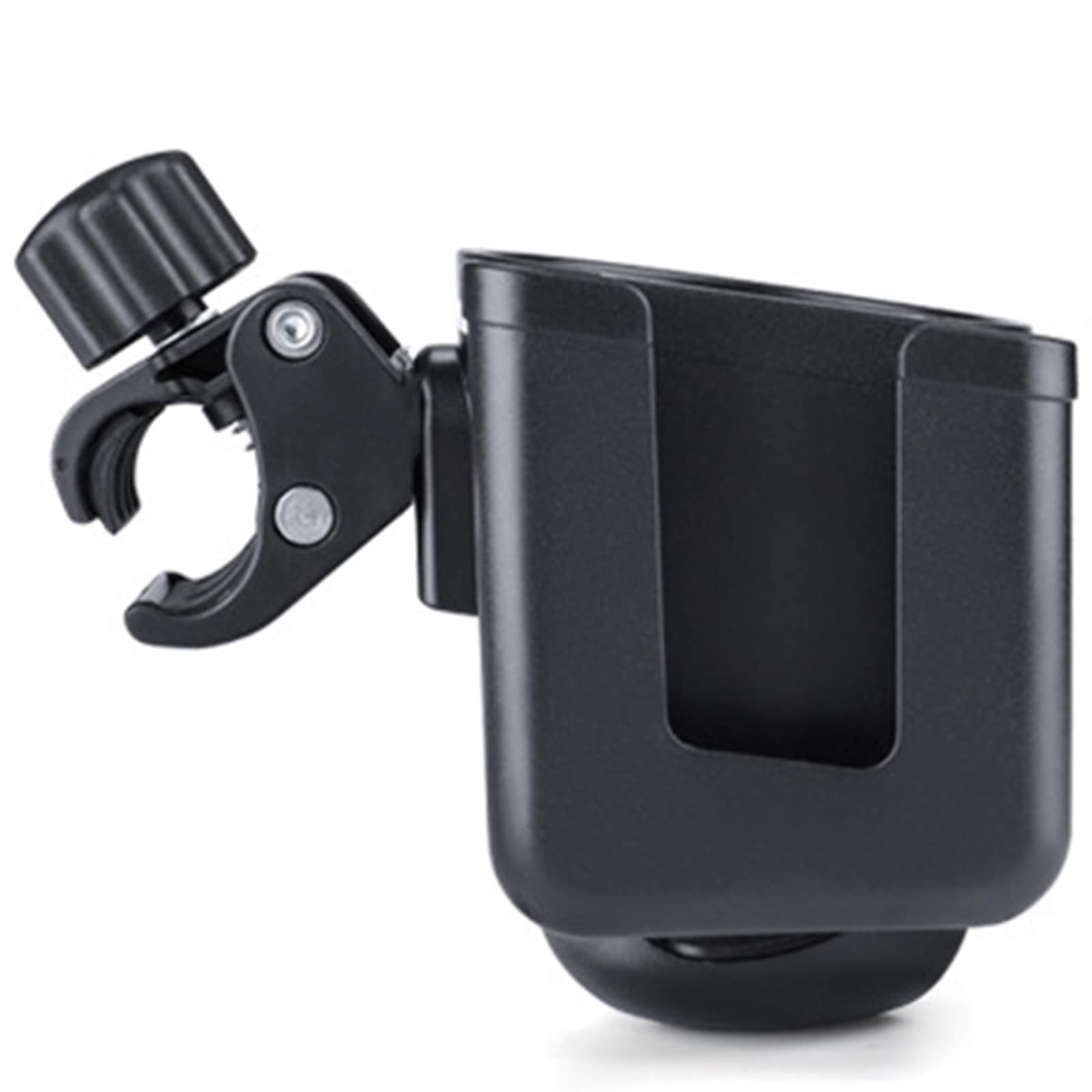 2-in-1 Universal Cup Holder with 360° Rotation - Stroller & Bicycle Drink Holder for Strollers, Bikes, Wheelchairs, Walkers & Scooters - Perfect for Outdoor Activities, Commuting & Travel - Black