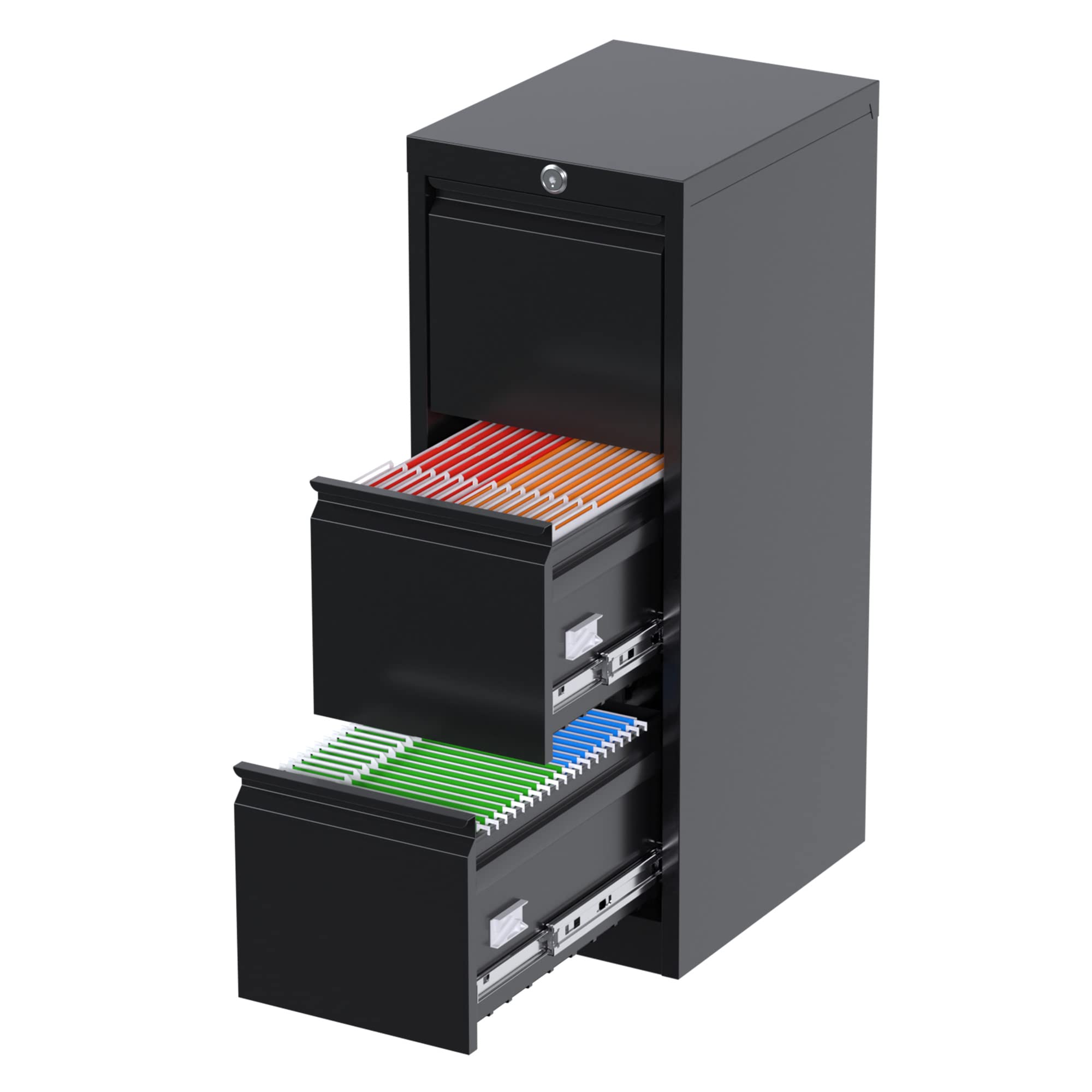 3-Drawer Vertical Metal File Cabinet with Lock - Secure Office & Home Filing Storage Solution for Documents, Folders, and Supplies - Easy Assembly Required for Home Office, School, or Business Use