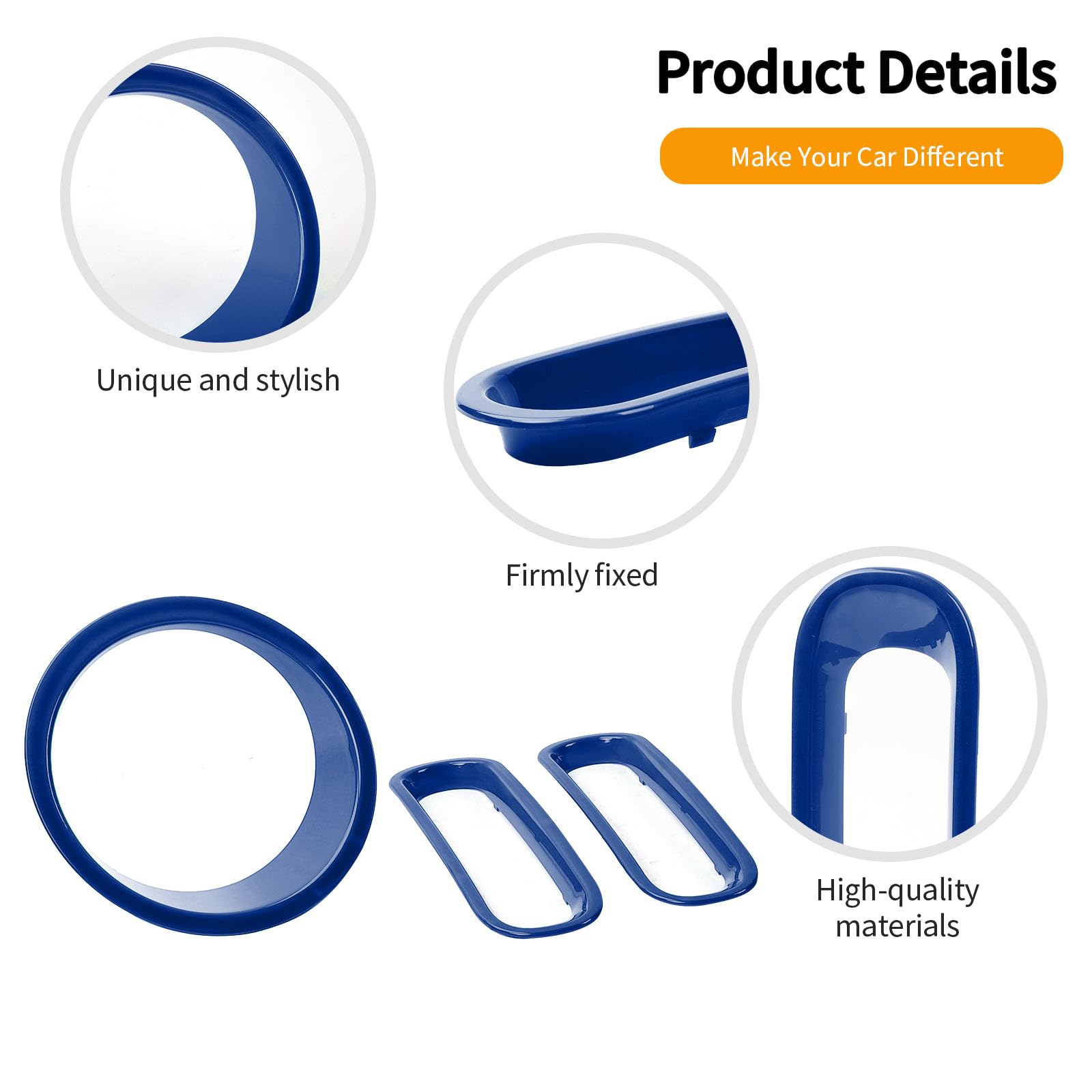 Hoolcar Front Grille Insert Cover & Headlight Bezel Cover Trim for Jeep Wrangler JK JKU 2007-2017 - Blue Exterior Accessories - Perfect for Off-Roading & Custom Car Styling