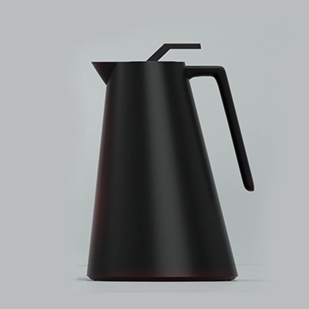 GANFANREN 1L Red Glass Liner Vacuum Insulated Coffee Thermos - Double Wall Stainless Steel Hot Water Flask for Home, Office & Travel - Keeps Beverages Hot/Cold for Hours (Black) - Perfect for Coffee, Tea, Soup & Outdoor Activities
