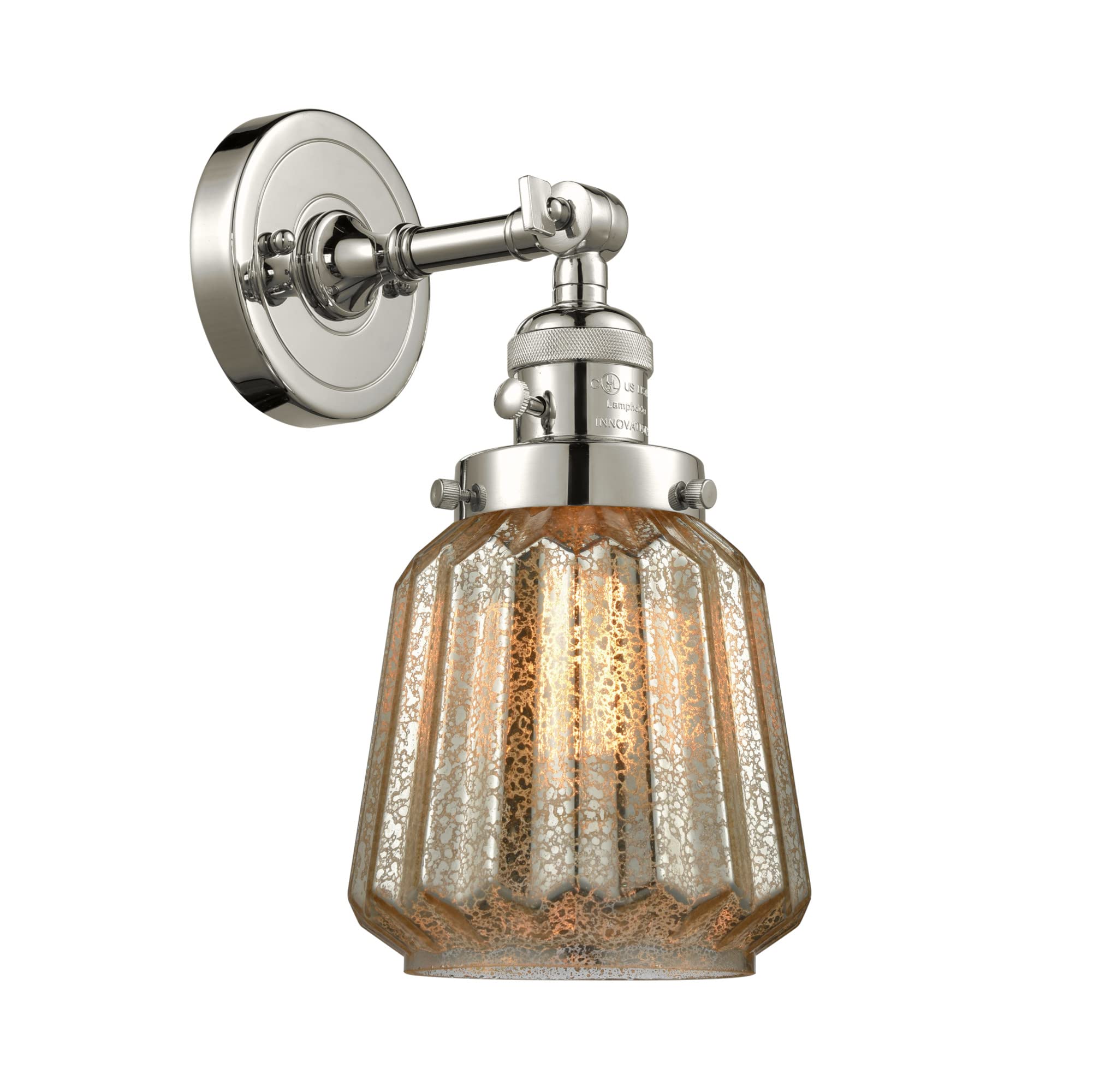 Innovations 203SW-PN-G146 Wall Sconce Light Fixture with High-Low-off Switch in Polished Nickel Finish - Perfect for Bedroom, Hallway, and Living Room Lighting