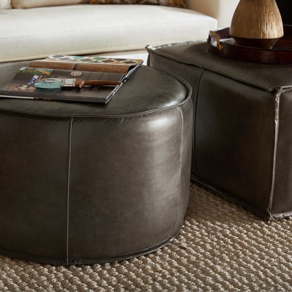 Cyan Design 11449 Lusco Square Pouf Ottoman - Grey Home Decor Accent for Living Room, Bedroom & Office