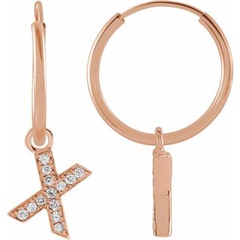 14K Gold 0.04 CTW Natural Diamond Initial X Hoop Earrings for Women - Elegant Alphabet Letter Jewelry Gift for Birthday, Anniversary & Everyday Wear