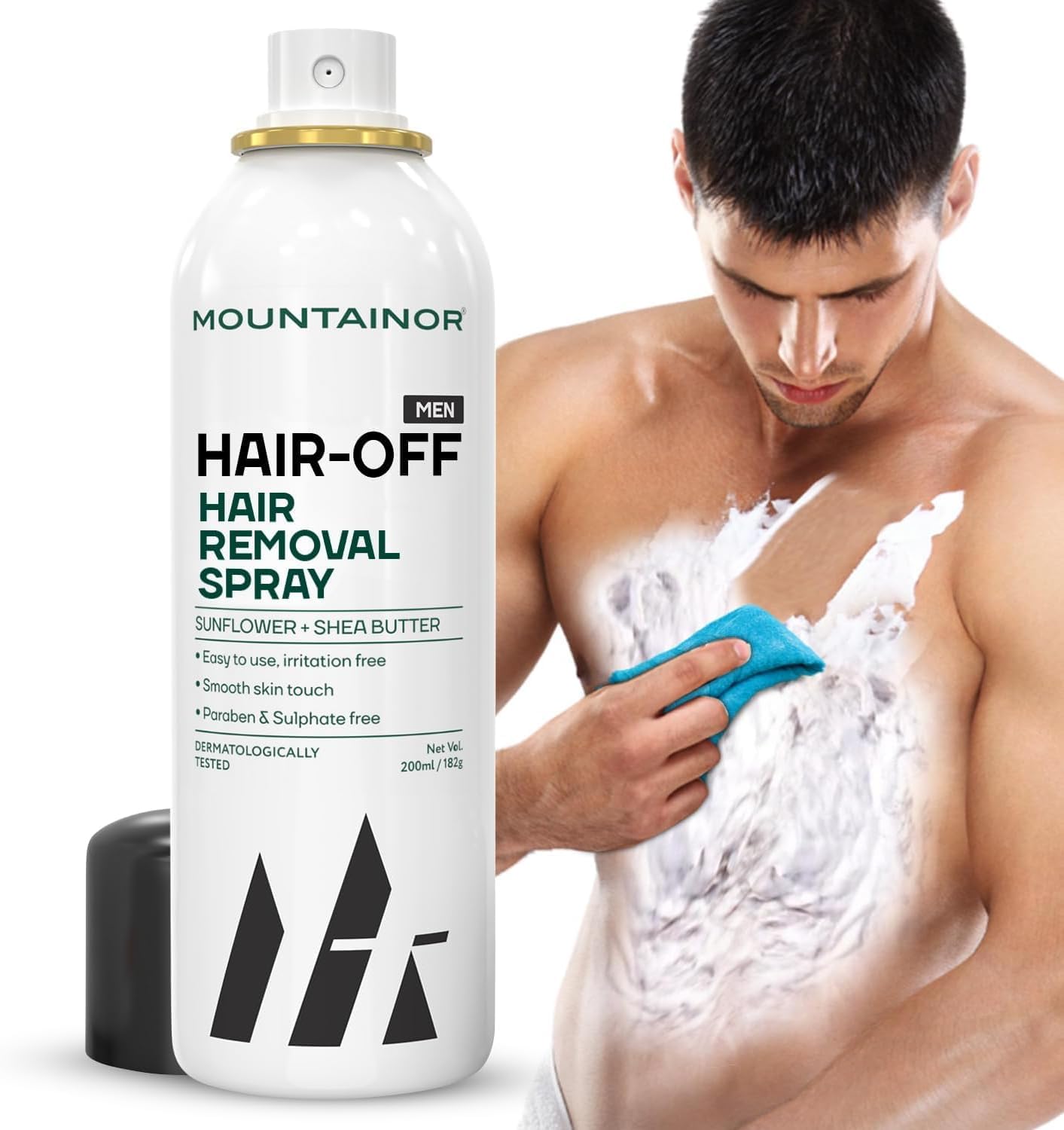 Men's Hair Removal Spray Cream - Painless Depilatory for Chest, Back, Arms, Legs & Underarms | Dermatologist Tested & Safe | At-Home Hair Removal Solution for Smooth Skin | Pack of 1 | Perfect for Gym, Beach & Summer Activities