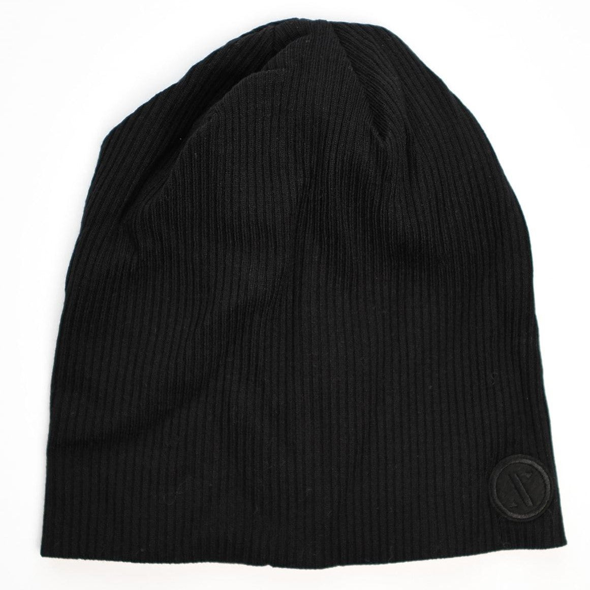 Nicsessories Black Logo Sweater Beanie - Warm Knit Winter Hat for Men & Women - Perfect for Skiing, Snowboarding & Outdoor Activities