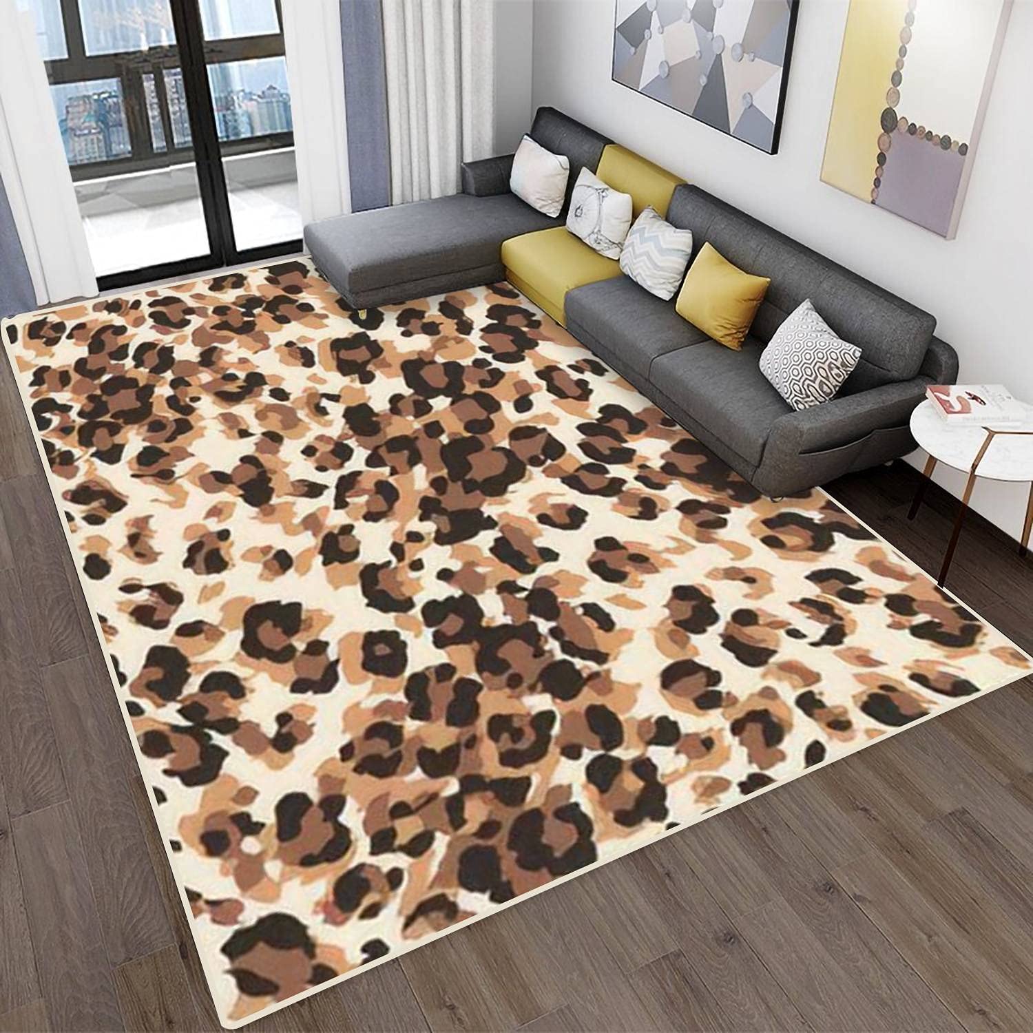 Modern Abstract Panther Pattern Area Rugs - Stain Resistant Rectangular Carpet Mat for Living Room, Bedroom, Kitchen & Bathroom | Soft Home Decor Floor Covering for Cozy Spaces & High Traffic Areas