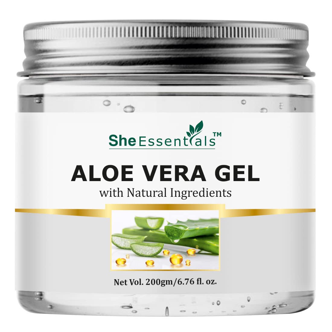 Pure Aloe Vera Gel with Vitamin E for Face & Hair Care - 200ml | Hydrating Skin Moisturizer & Hair Treatment | Perfect for Sunburn Relief & Daily Skincare Routine