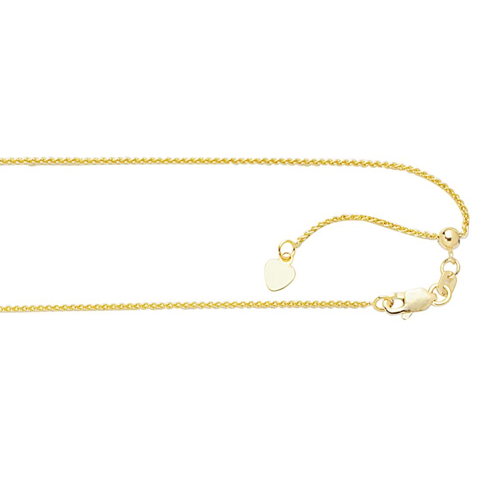 10K Gold 1.0mm Adjustable Wheat Chain - Dainty Delicate Jewelry for Women - Perfect for Layering, Gift Giving & Everyday Wear