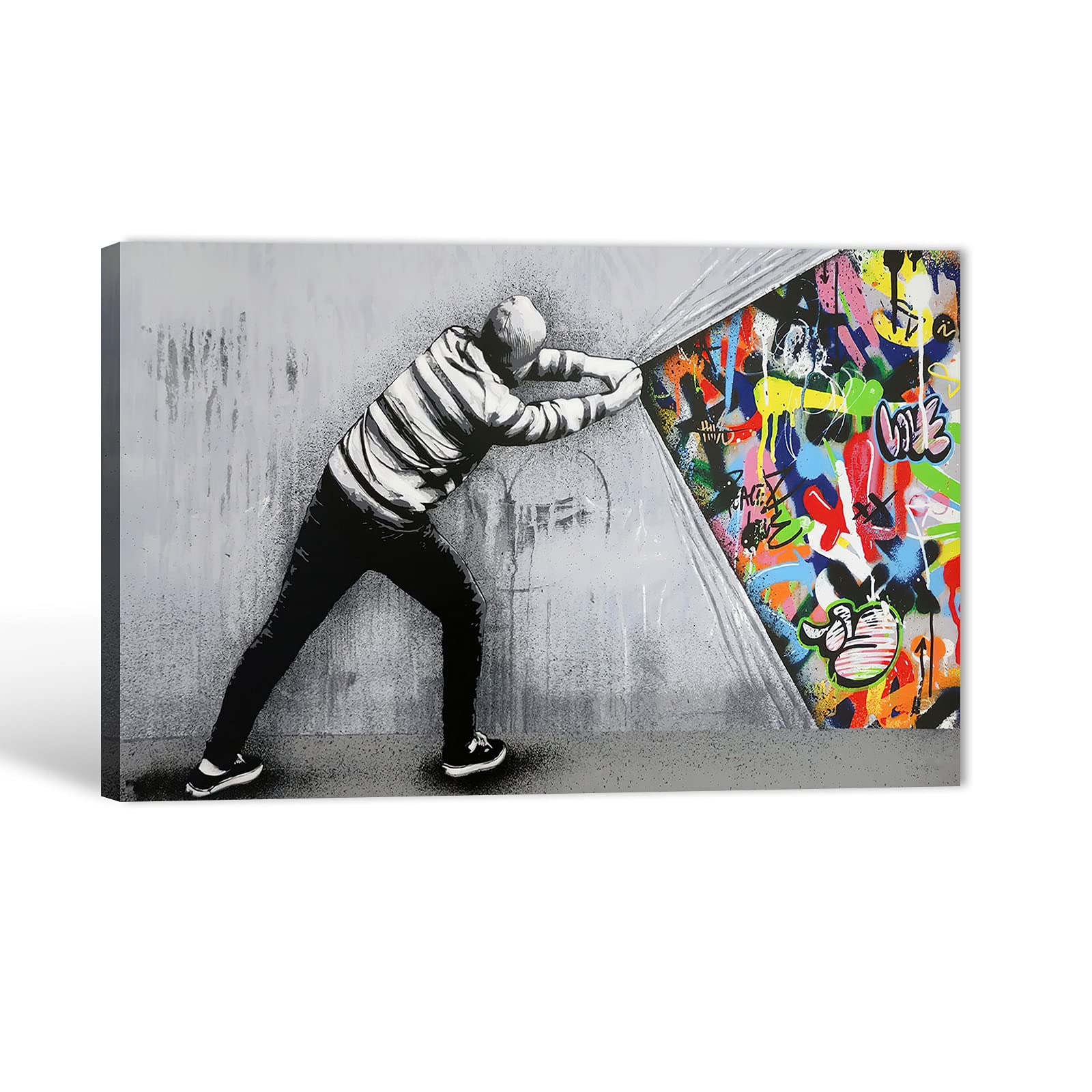 TIMUBA Graffiti Wall Art Canvas - Modern Street Graffiti Paintings for Living Room & Bedroom Decor - 12x18 Inches Urban Wall Decor - Perfect for Home, Office & Cafe Interior Design