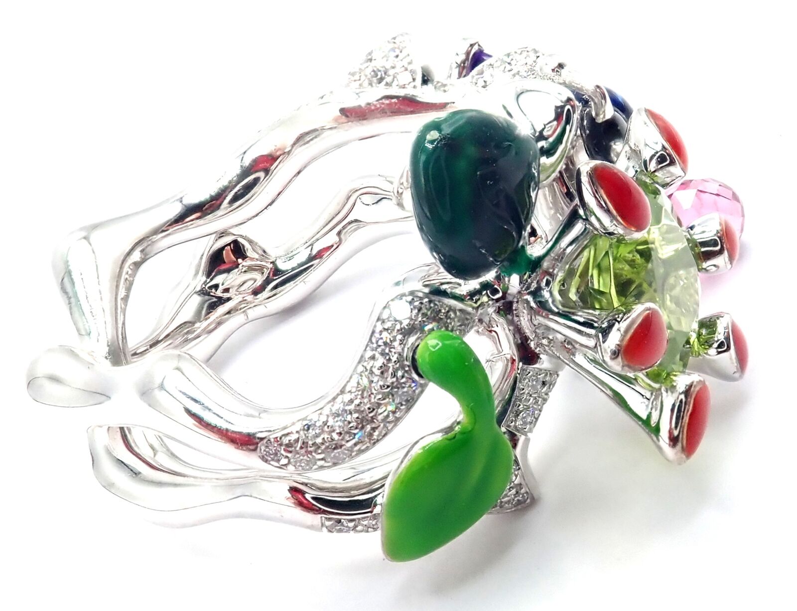 Christian Dior Milly Carnivora Epinosa 18K Gold Diamond Peridot Tourmaline Ring - Luxury Jewelry for Women, Perfect for Weddings, Anniversaries & Special Occasions