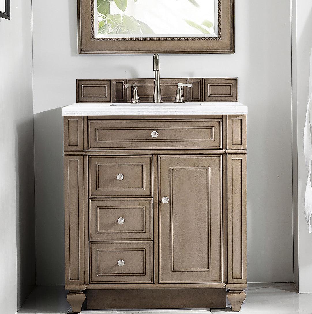 James Martin Vanities Bristol Collection 30-Inch Single Bathroom Vanity in Whitewashed Walnut with Countertop Options - Perfect for Modern Bathroom Remodeling and Home Renovation Projects