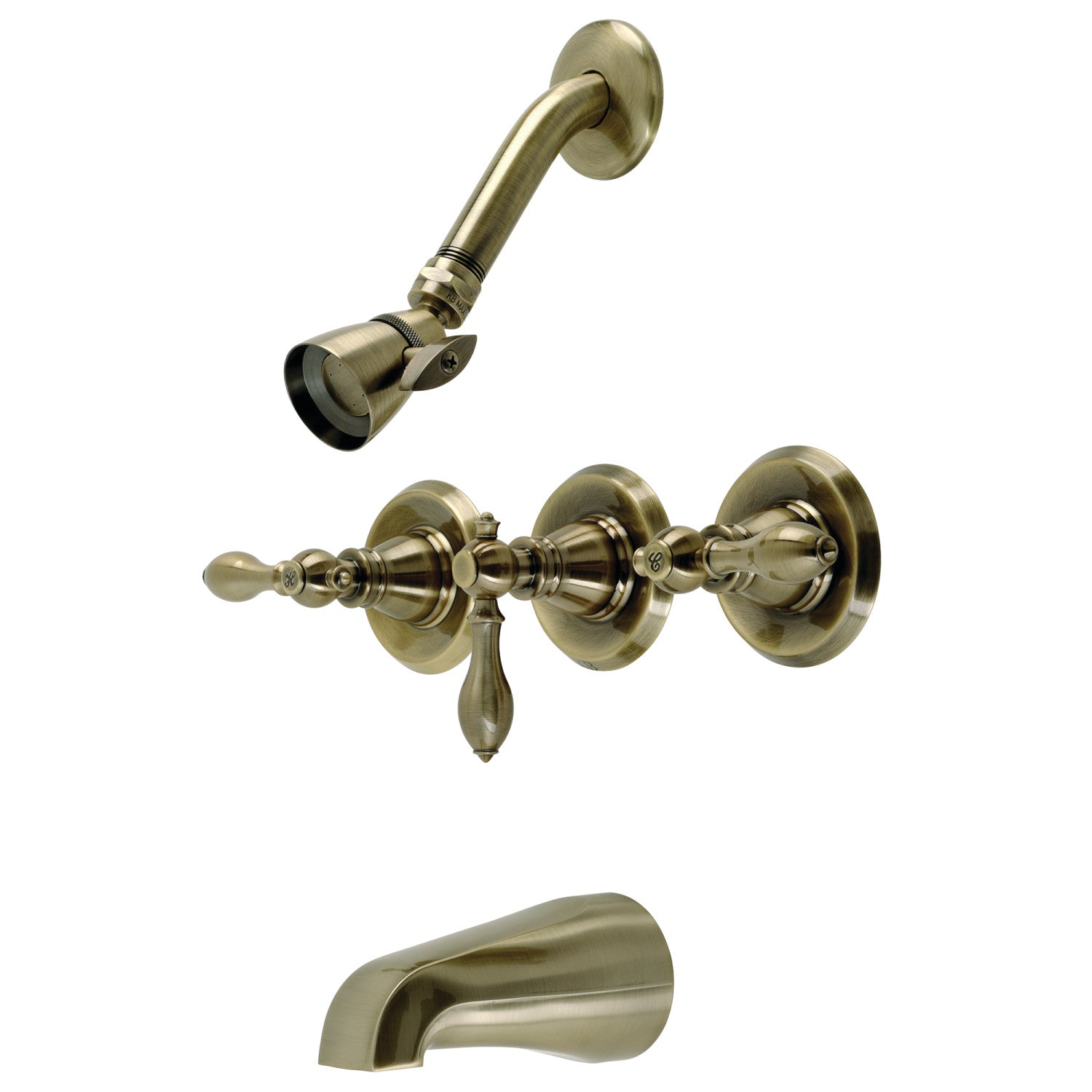 American Classic KB233ACLAB Triple Handle Tub and Shower Faucet in Antique Brass - Perfect for Vintage Bathroom Renovations & Luxury Spa Showers