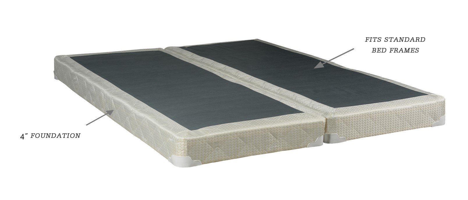 Low Profile Wood Box Spring Foundation for Mattress - Twin Size, Grey - Fully Assembled Traditional Bed Base for Better Sleep Support | Perfect for Guest Rooms, Dorms & Small Spaces