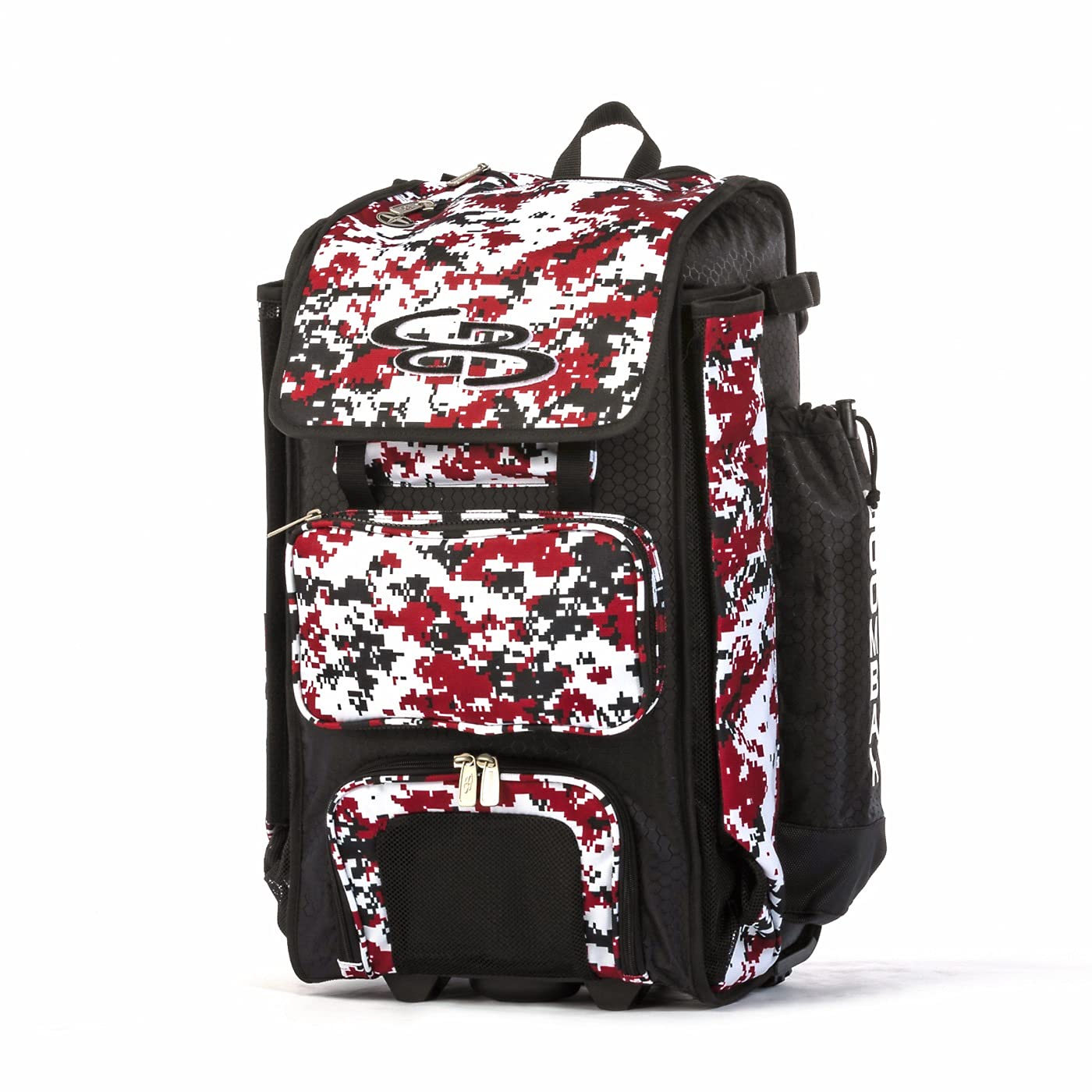 Boombah Catchers Superpack Hybrid Rolling Digital Camo Baseball Bat Bag - Wheeled & Backpack Style in Multiple Colors - Perfect for Baseball Players & Travel