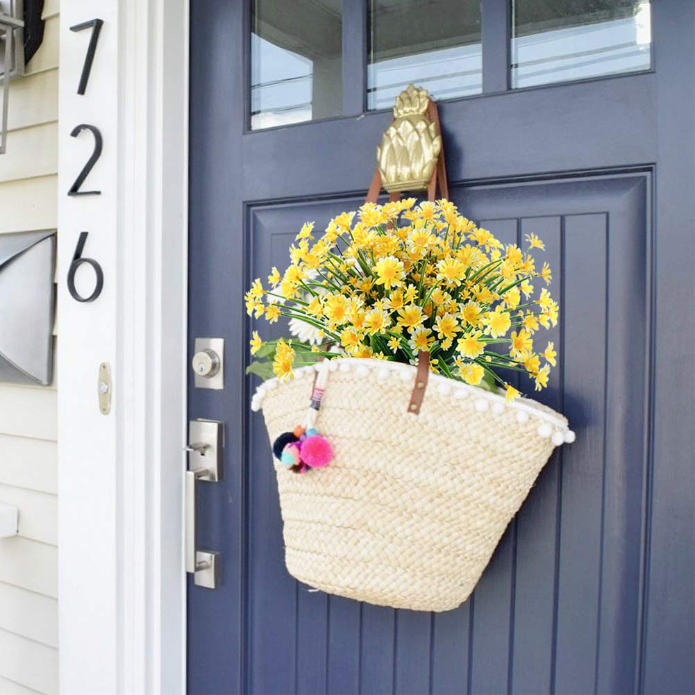 24 Pack Artificial Daisy Flowers Outdoor Fake Flowers - UV Resistant Fade Proof Plastic Garden Decor for Porch, Window Box, Wedding, Party (Yellow) - Perfect for Home, Office & Event Decorations
