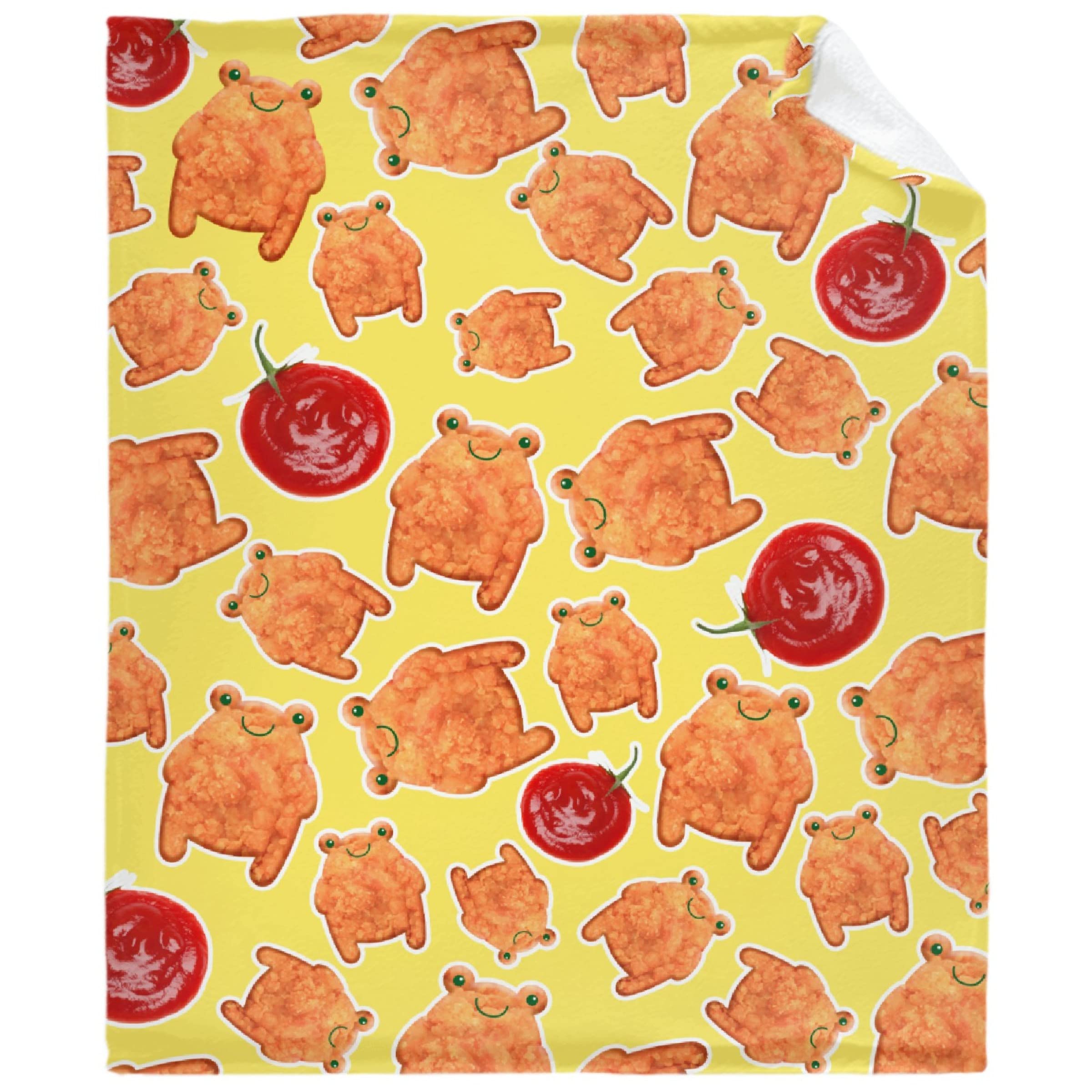 Kutadanti Chicken Nuggets Frog Throw Blanket - Ultra Soft Cozy Flannel Blanket 120