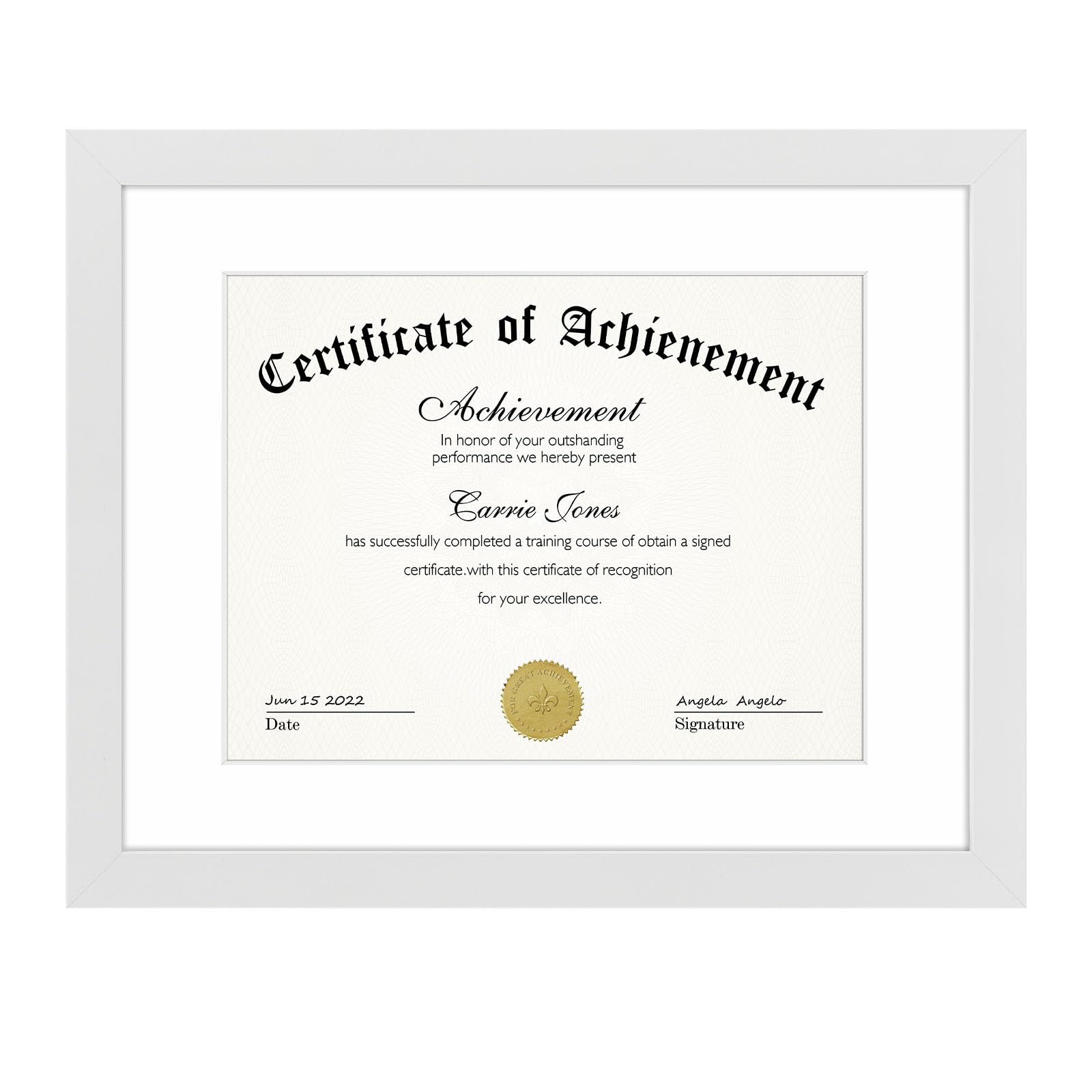 11x14 Certificate Frame with Mat for 8.5x11 Documents - White Picture Frame with Wall Hangers - Perfect for Displaying Diplomas, Awards, Certificates & Artwork - Elegant Wide Molding Home & Office Decor (1-Pack)