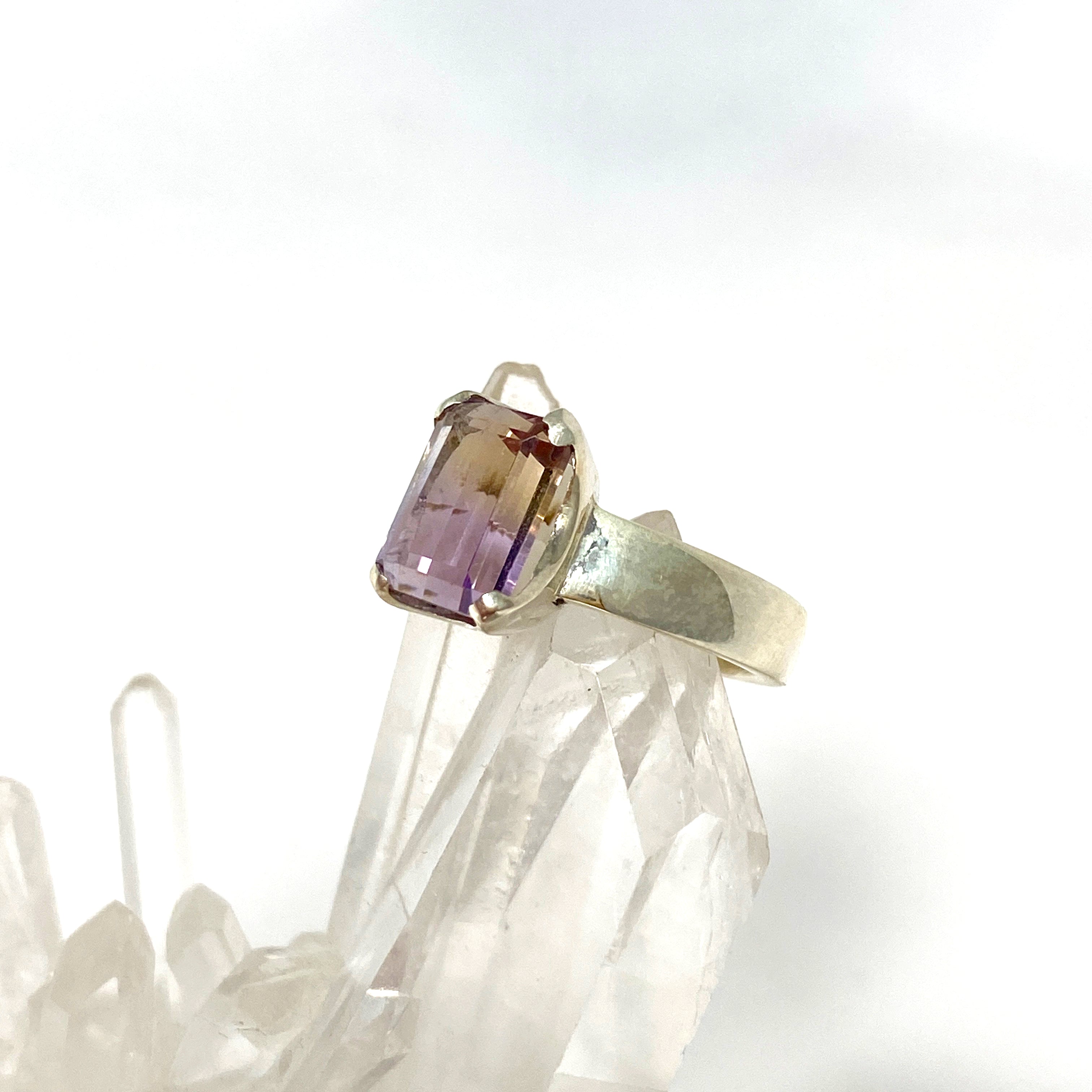 Stunning Ametrine Emerald Cut Faceted Ring PRGJ489 - Elegant Jewelry for Weddings, Anniversaries & Special Occasions